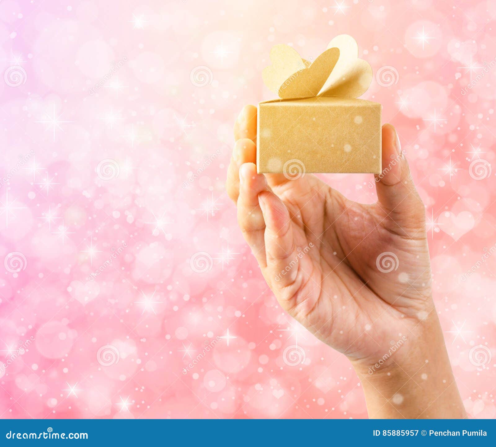 Hands Holding Brow Gift Box. Stock Image Image of package, decoration
