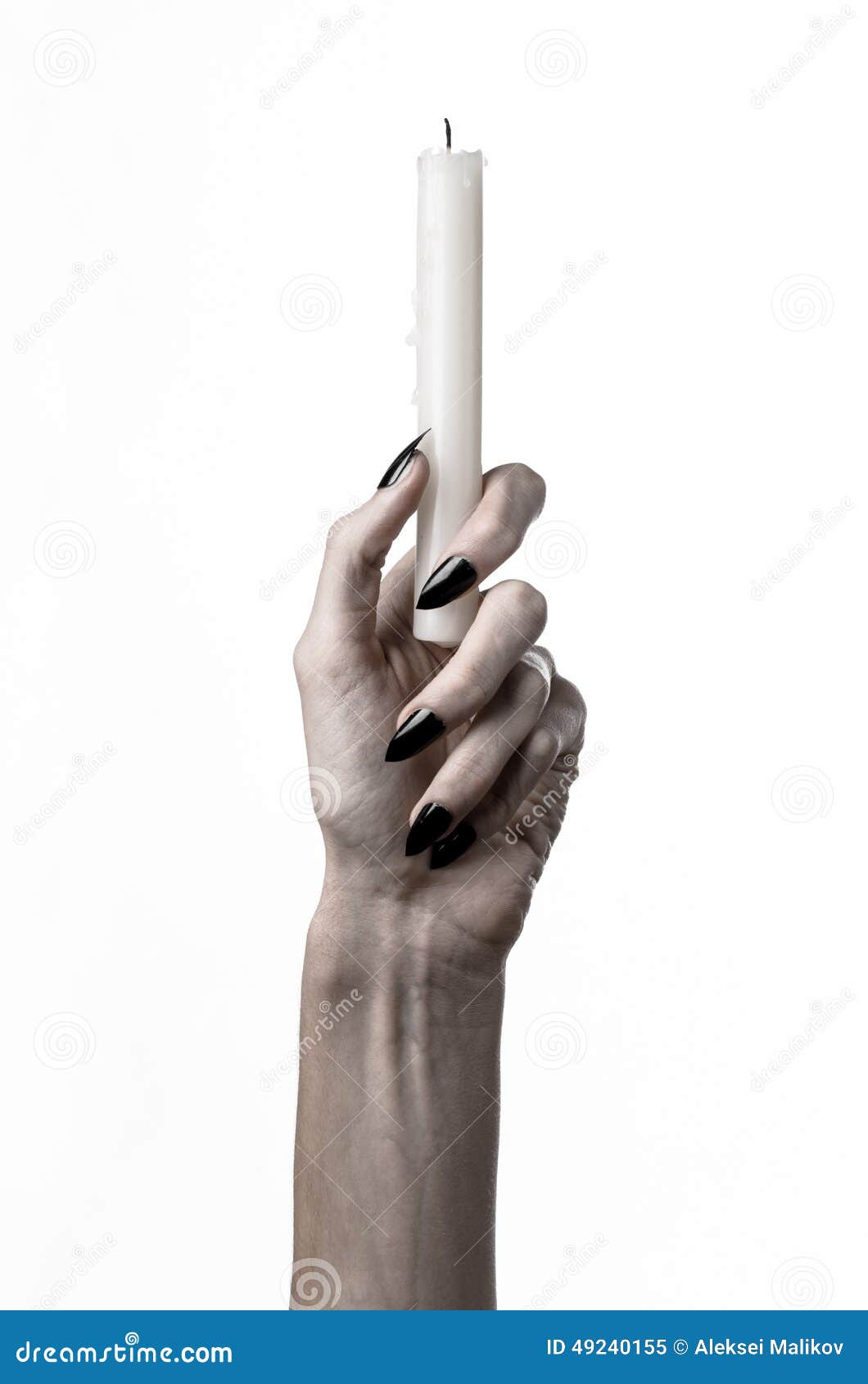 Hands Holding a Candle, a Candle is Lit, White Background, Solitude