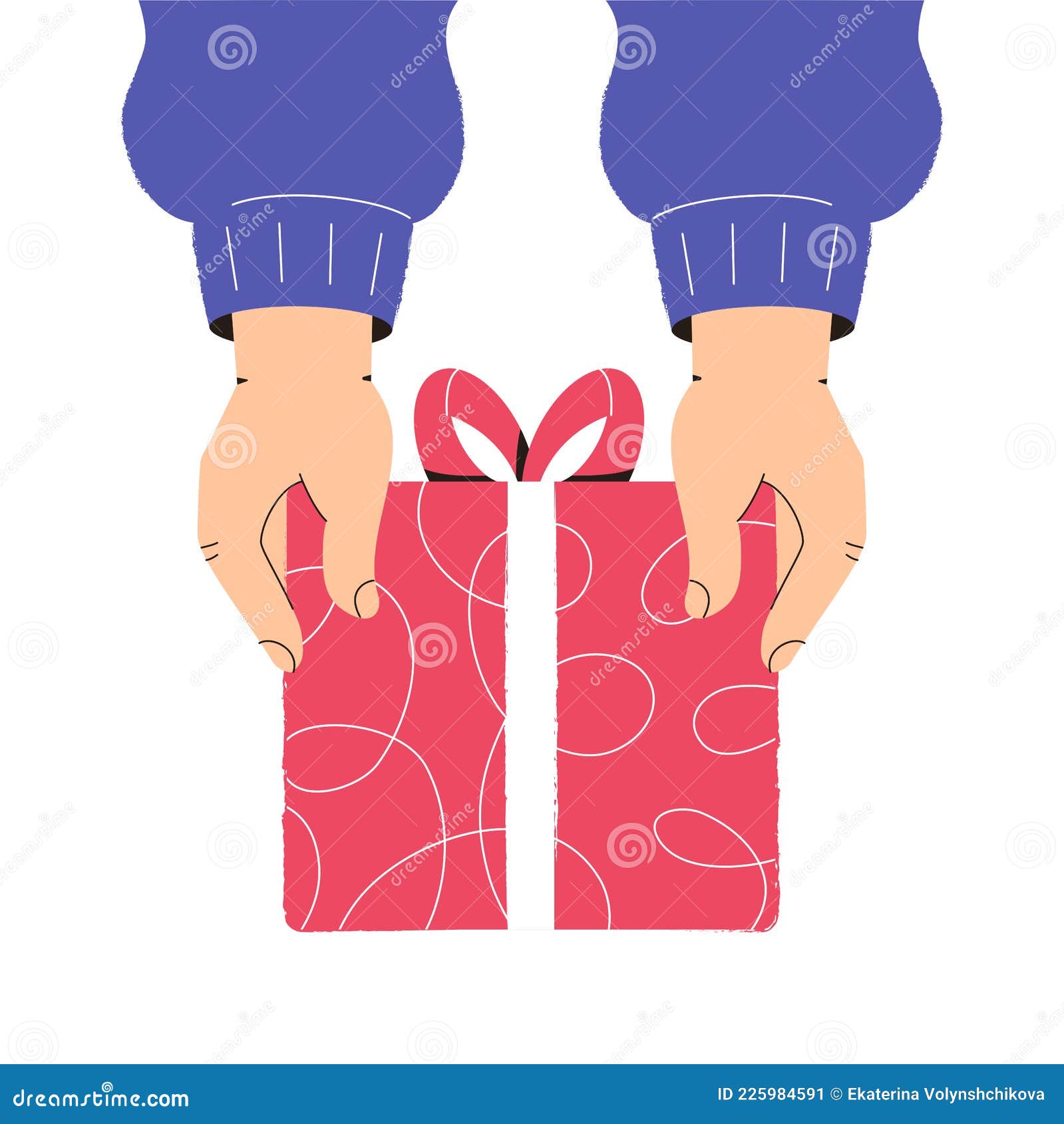 Hands Holding a Christmas Gift Box. the Concept of Preparing for the Winter  Holidays Stock Vector - Illustration of greeting, simple: 225984591