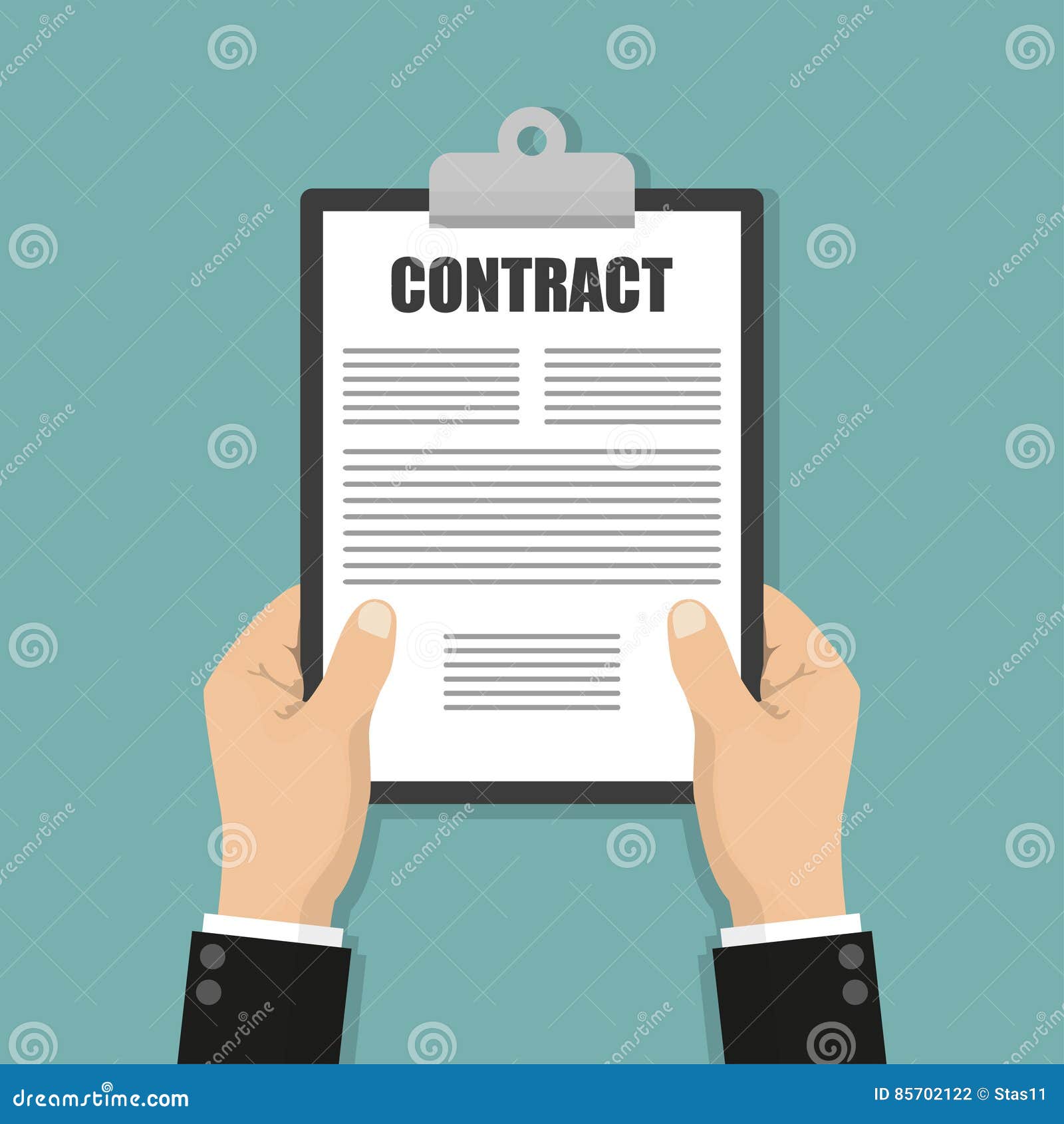 Hands Holding Clipboard with Contract Document in a Flat Design Stock Vector Illustration of