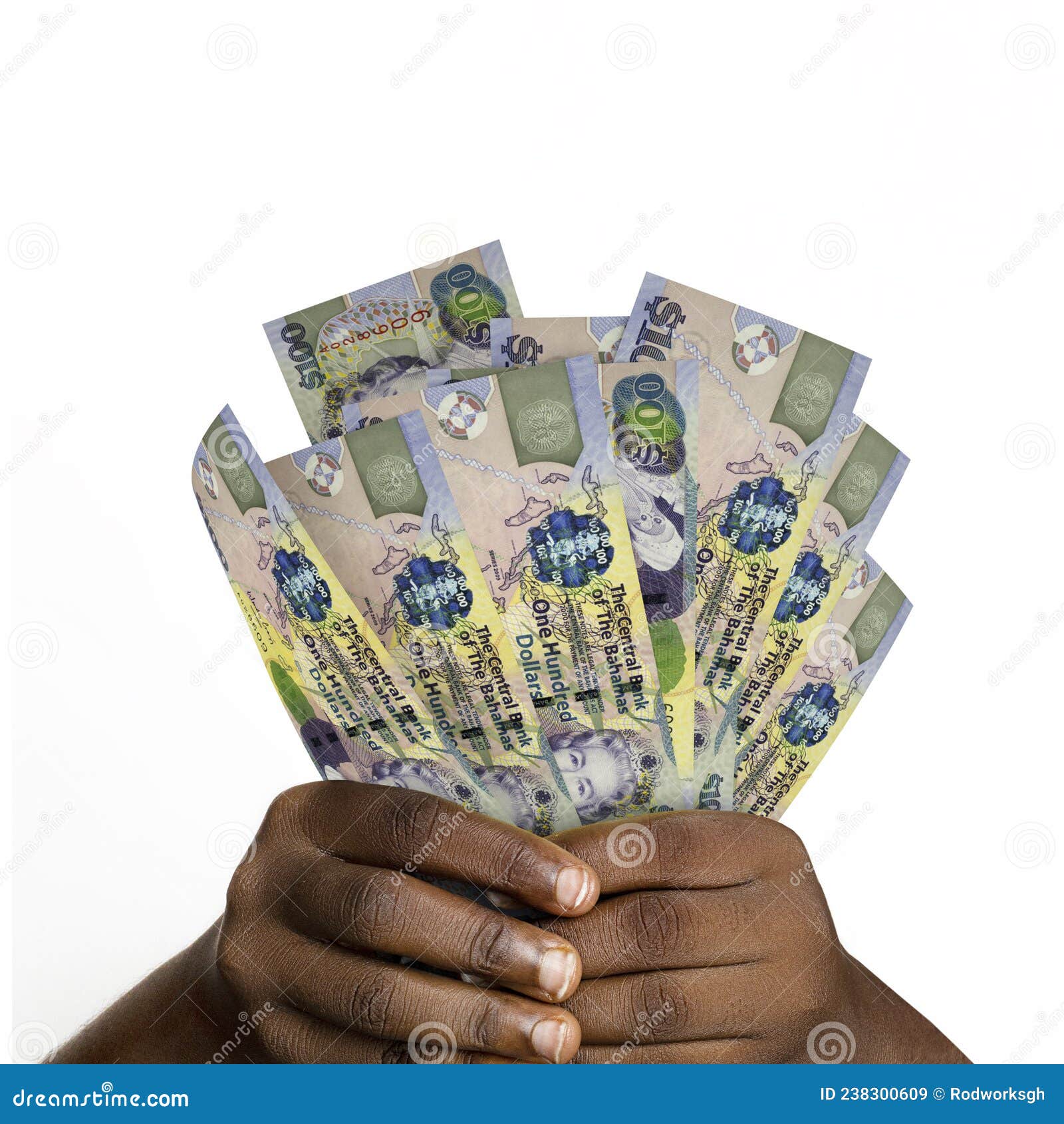 Hands Holding 3D Rendered 100 Bahamian Dollar Notes Stock Image Image