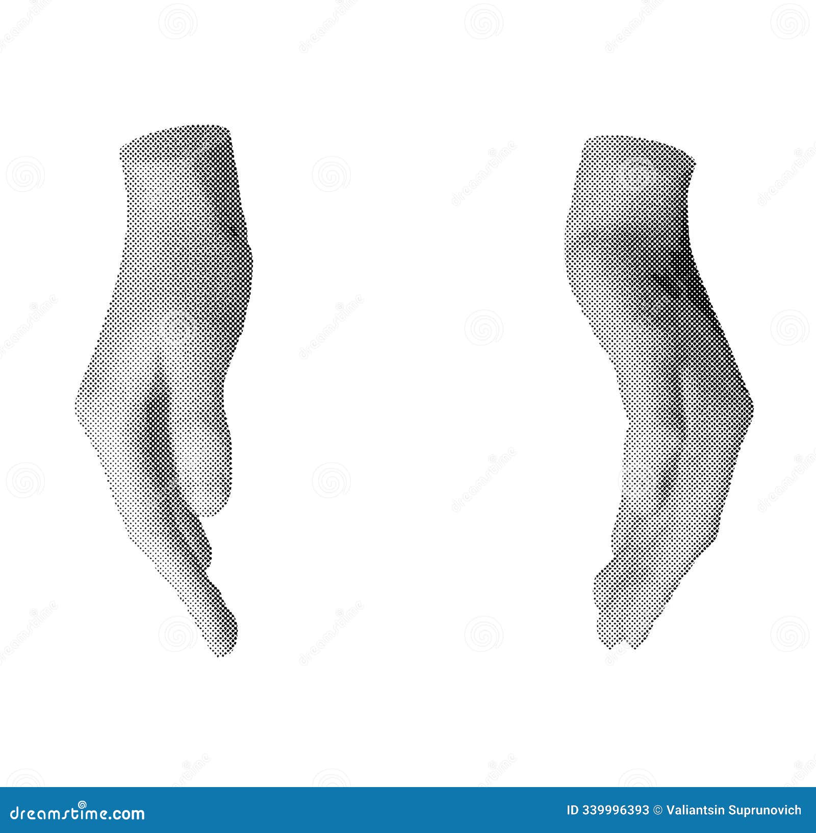 hands holding empty space. halftone style   on white background