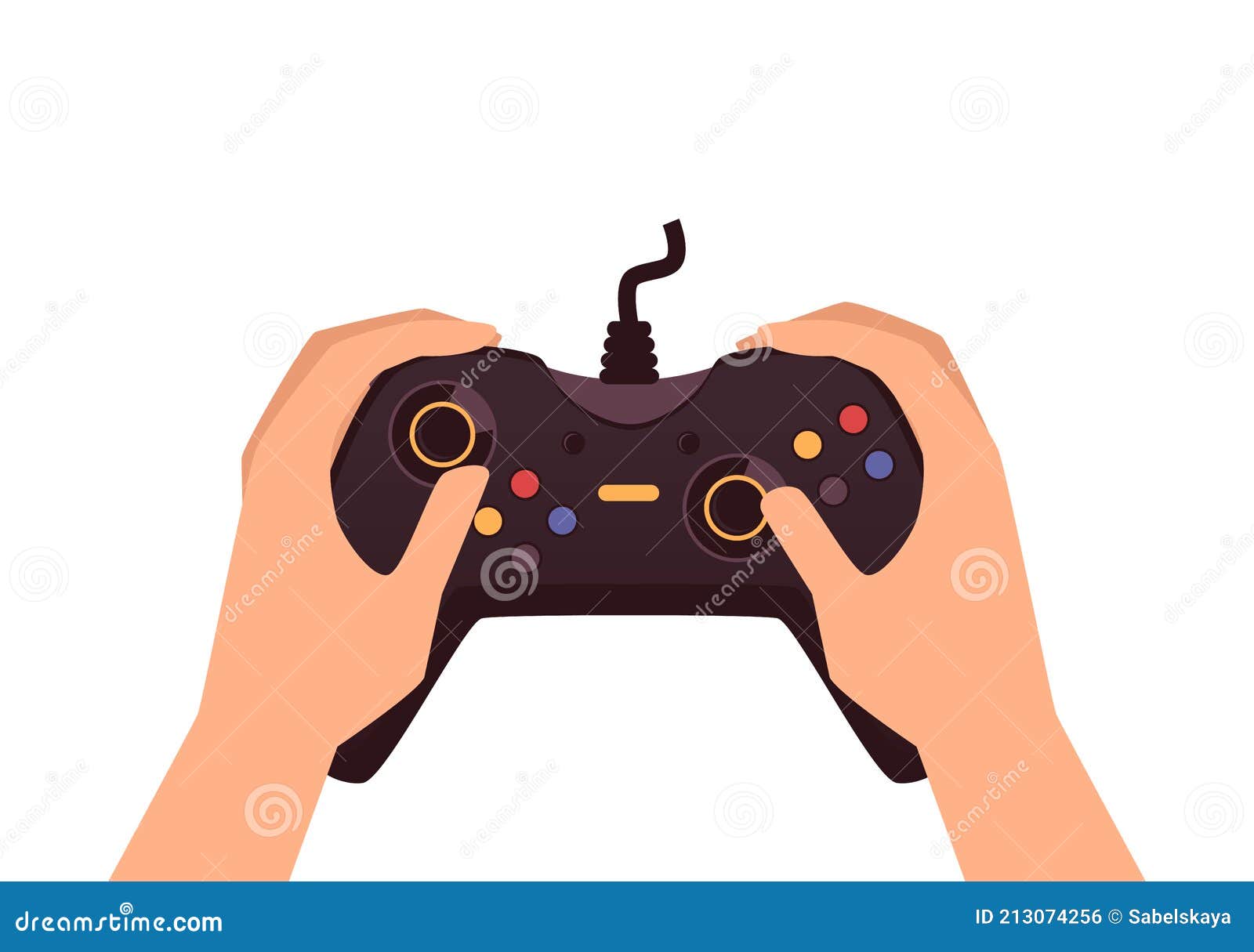 Hands Holding Game Controller or Gamepad, Flat Vector Illustration  Isolated. Stock Vector - Illustration of gamer, icon: 213074256