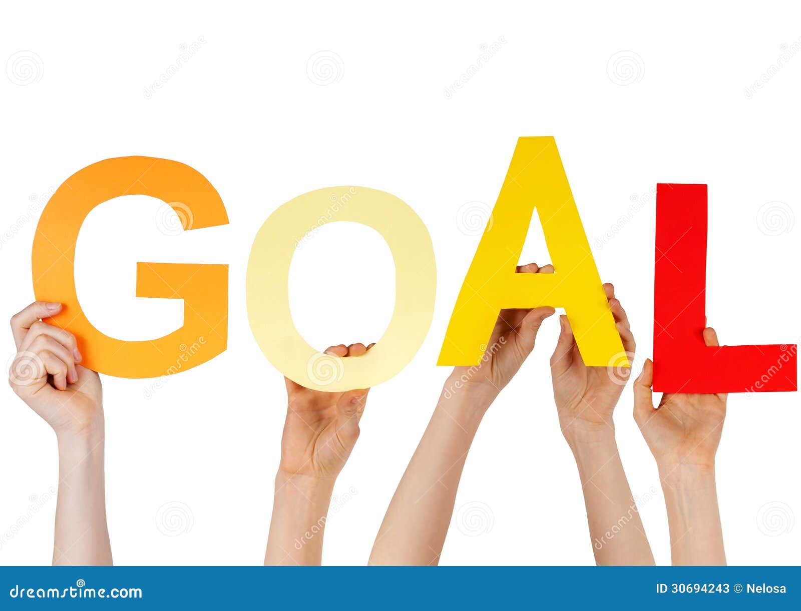 Hands holding GOAL stock image. Image of connected, german 30694243