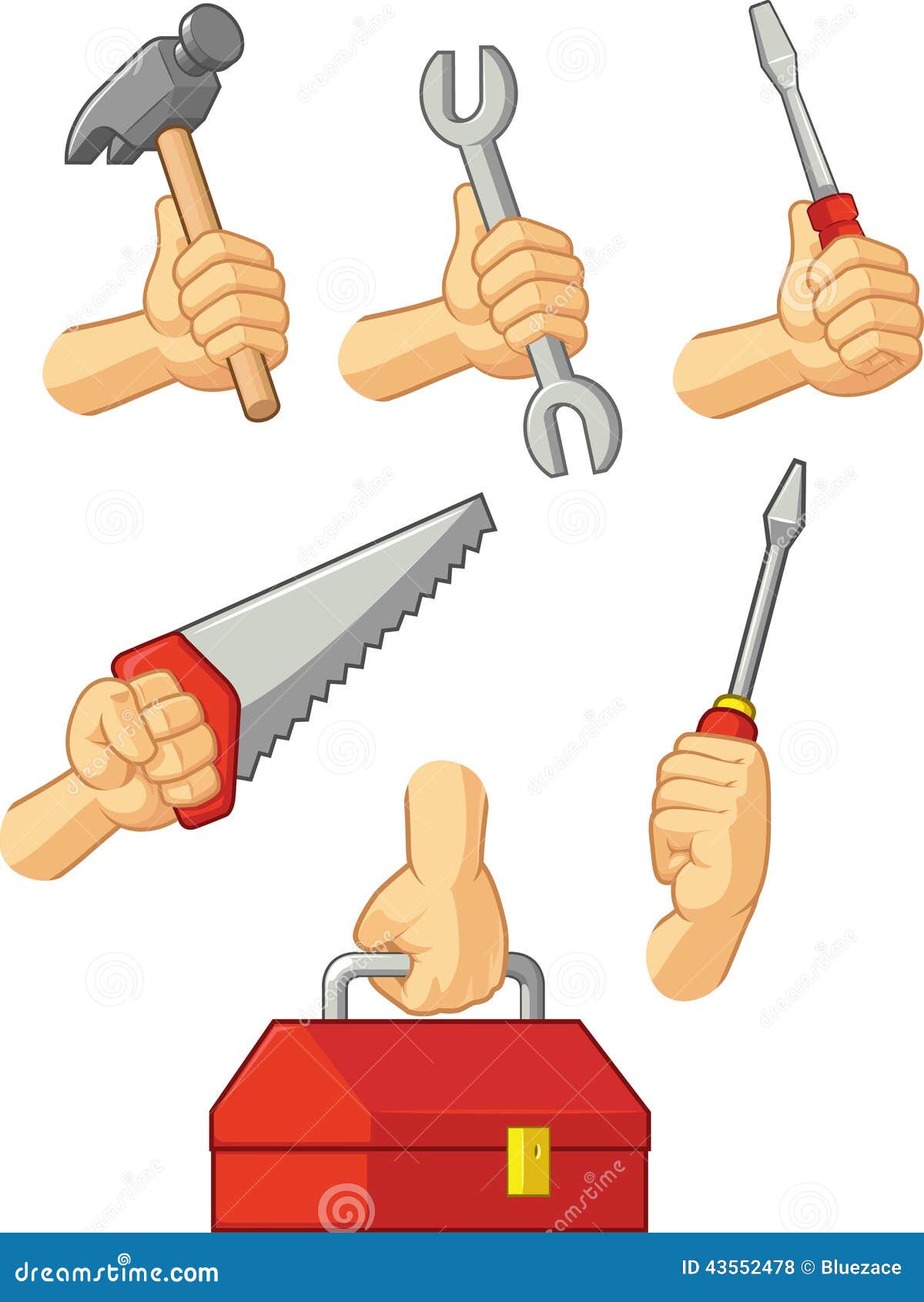 Hammer And Screwdriver And Wrench Set Icon Cartoon Vector