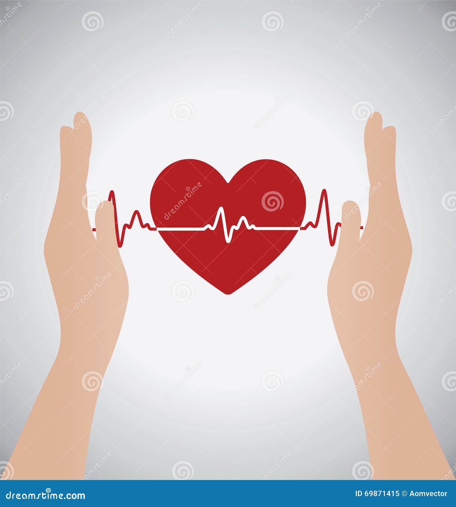 hands holding heart of heartbeat electrocardiograph