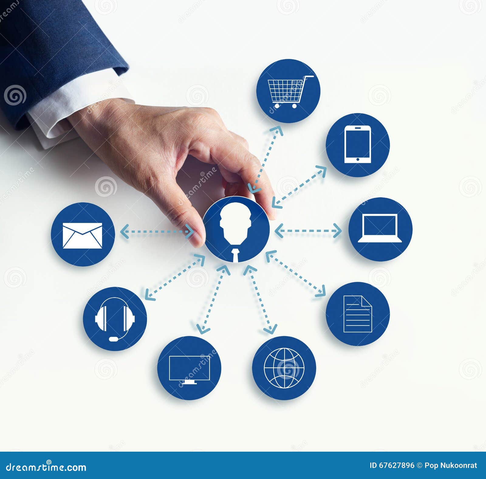 hands holding icon customer network connection, omni channel