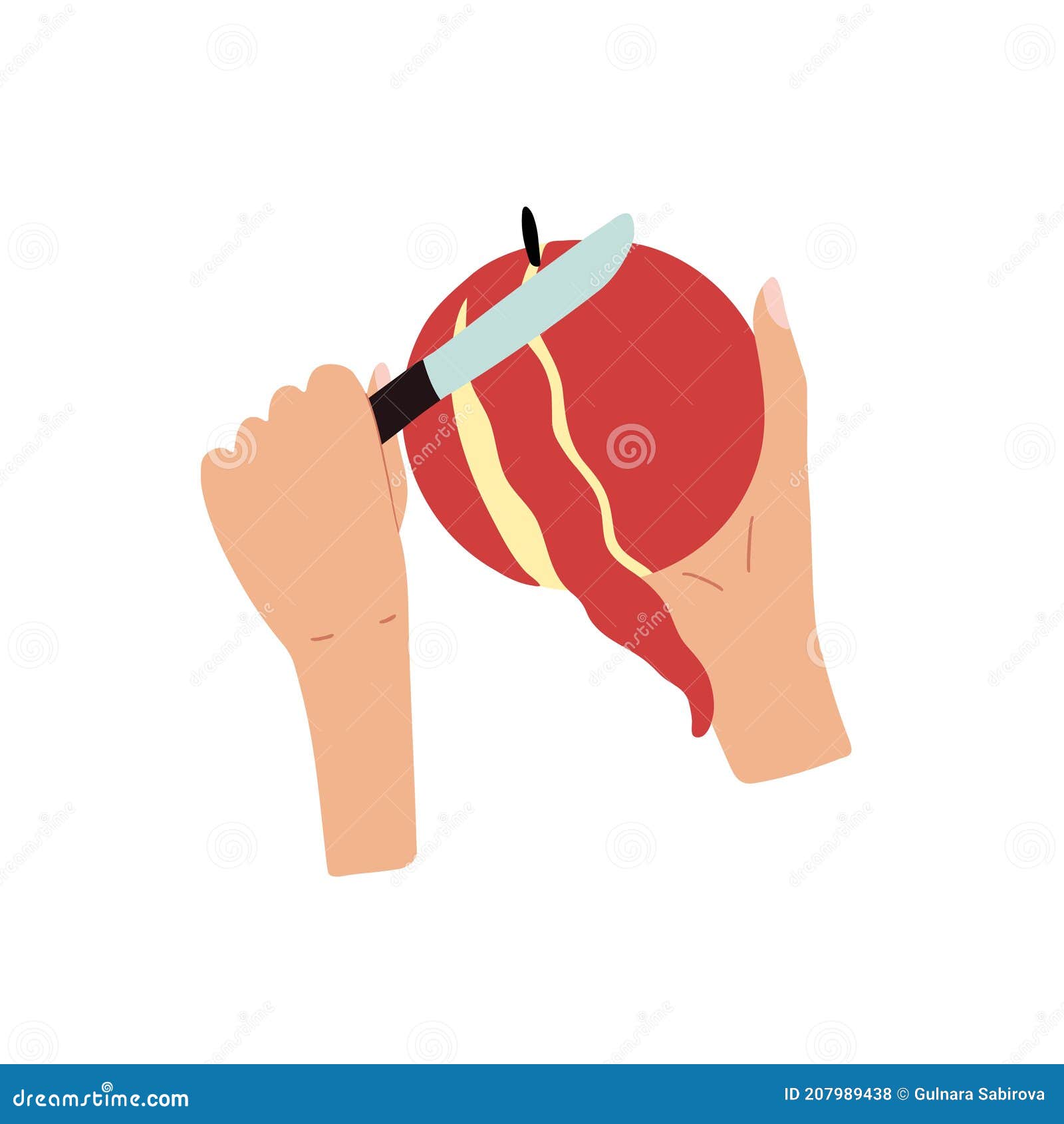 Hands Holding And Peeling An Apple With A Knife Peel Fruit Vector