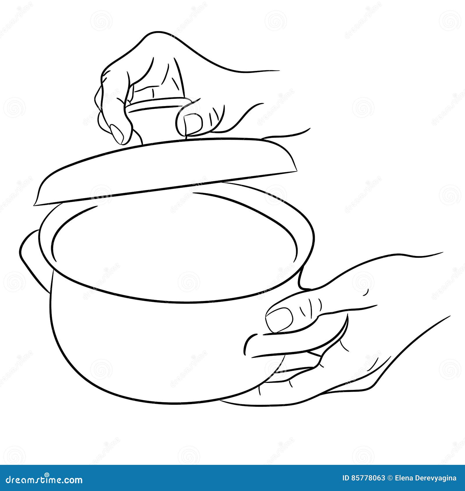 Hands Holding a Saucepan and Cover Illustrations Stock Illustration ...