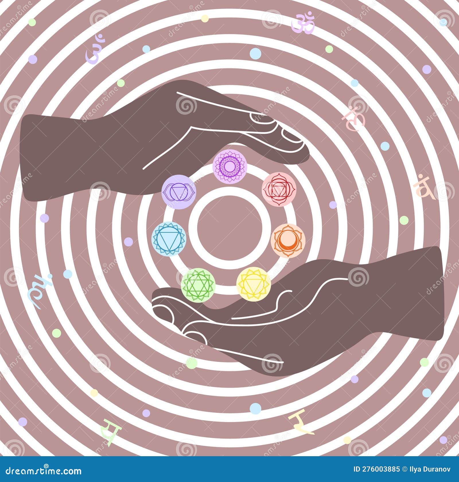 Palm Chakras Fingers Symbols Names Both Hands Cartoon Vector