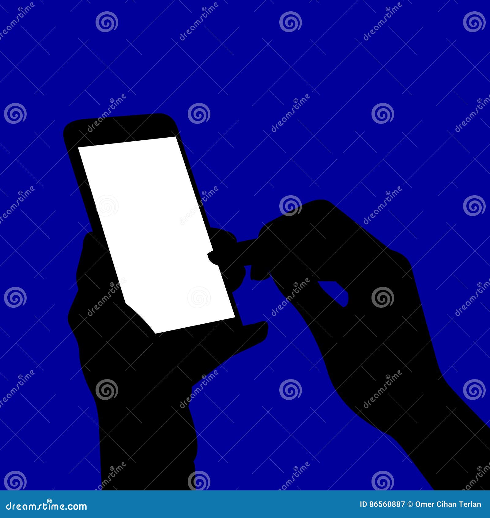 Hands Holding A Smart Phone Silhouette Stock Vector Illustration Of