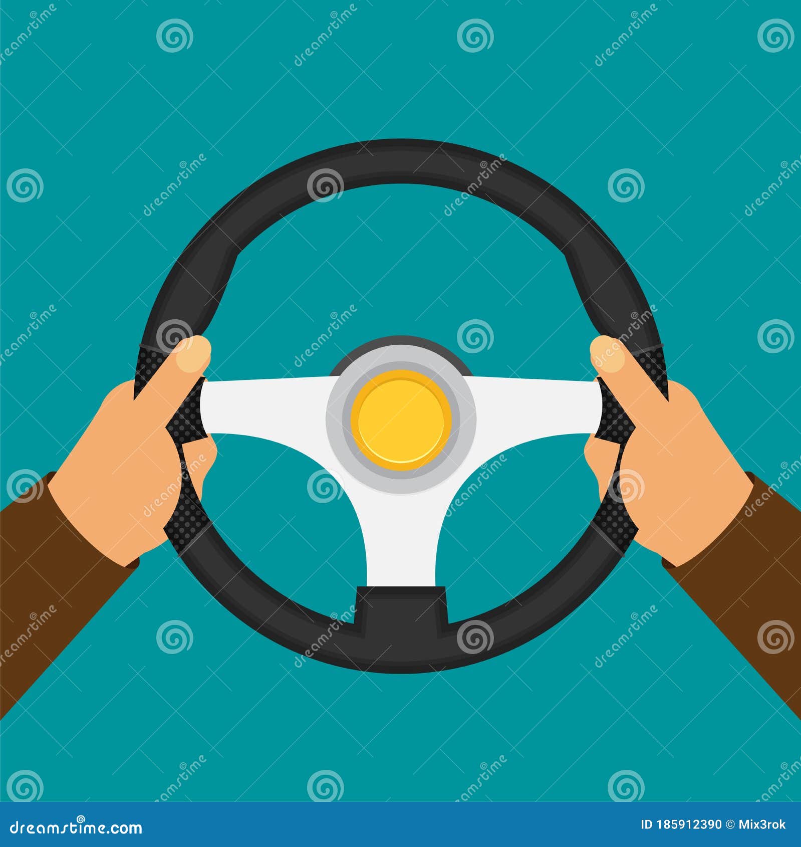 Hands Holding Steering Wheel, Vector Illustration in Flat Style Stock  Vector - Illustration of background, pictogram: 185912390