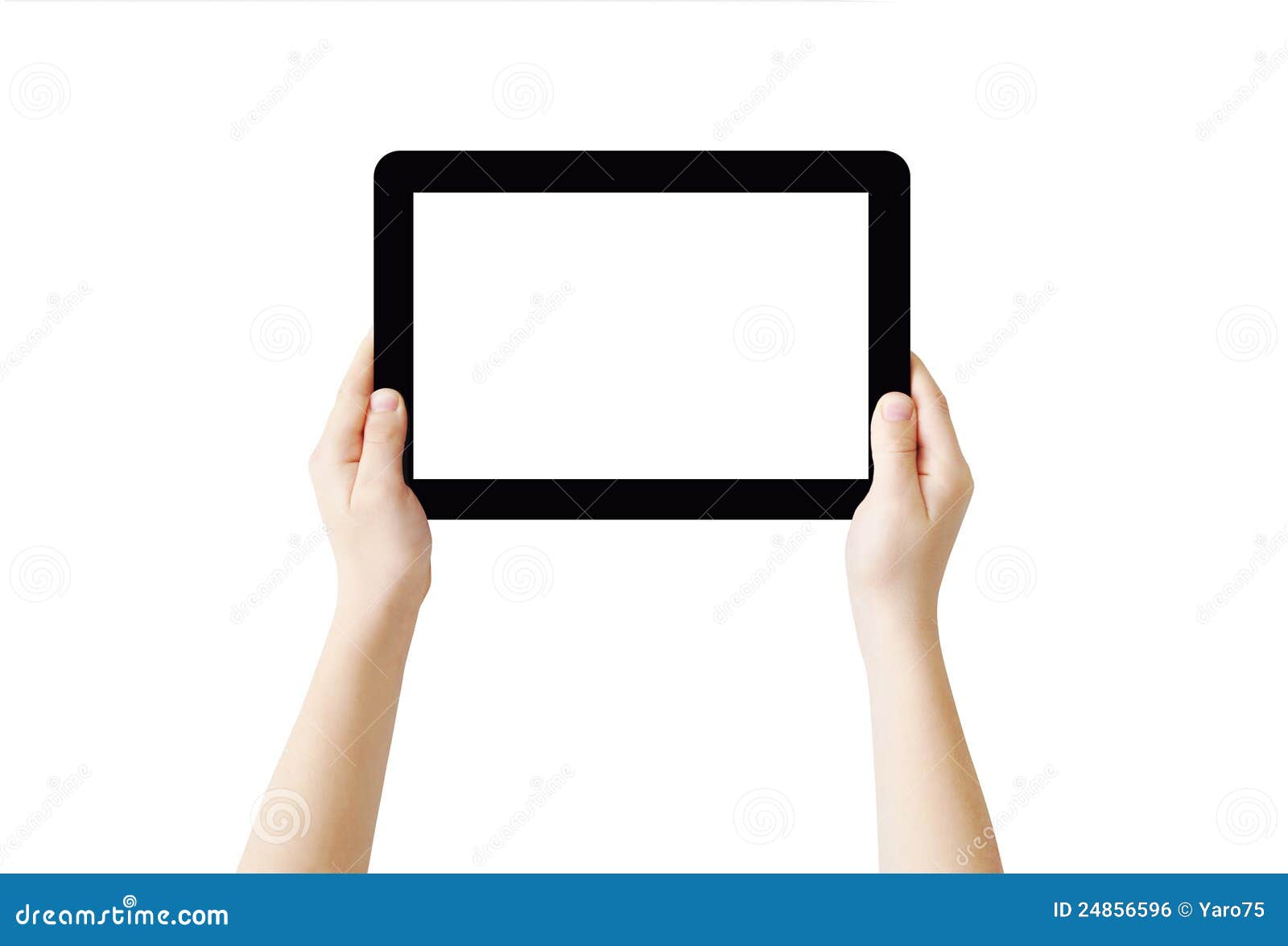 Hands holding Tablet stock photo. Image of closeup, human 24856596