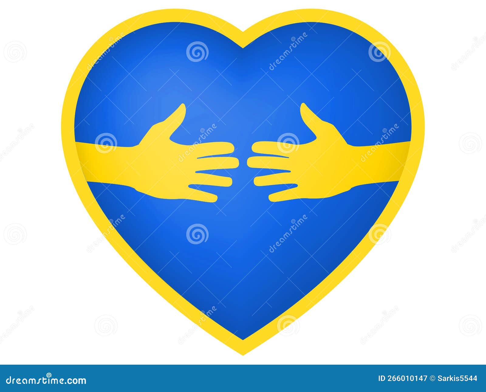 hands hug blue yellow heart . colors of ukraine flag icon 