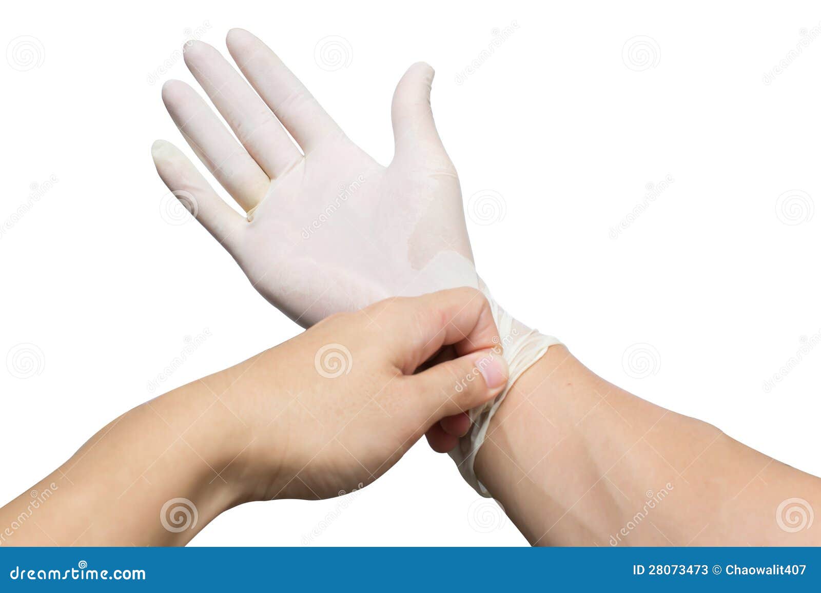 hands with latex gloves