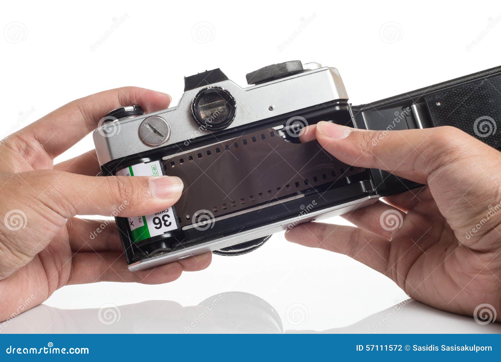 Hands Loading Film into Camera Stock Photo Image of point, open 57111572
