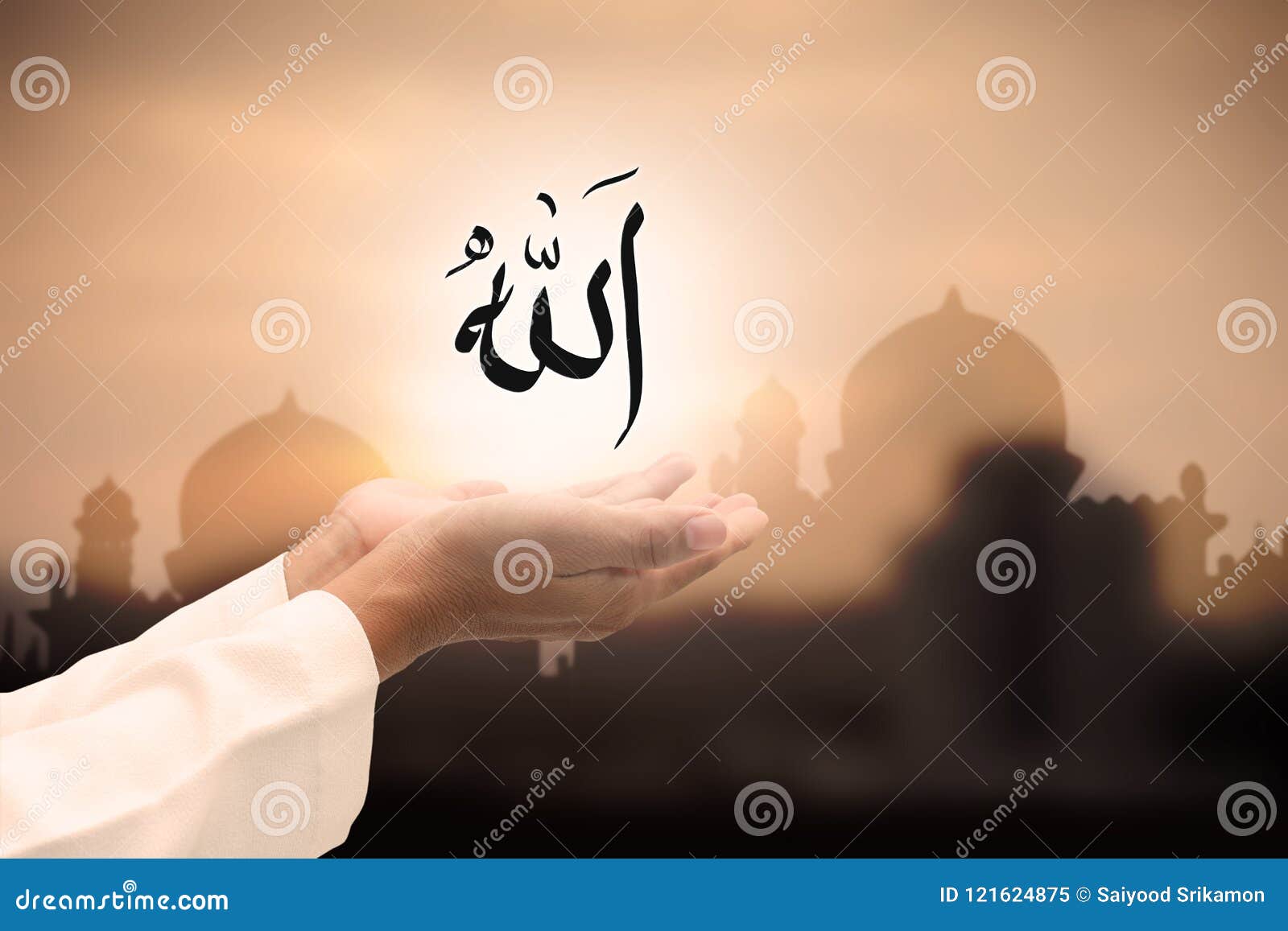 Hand Pray To Allah at the Sunset. Stock Image - Image of allah ...