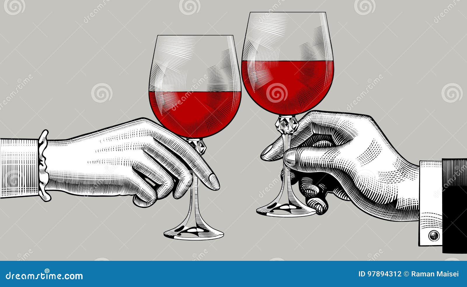 Men And Woman Clink Champagne Glass Cartoon Vector 83401539