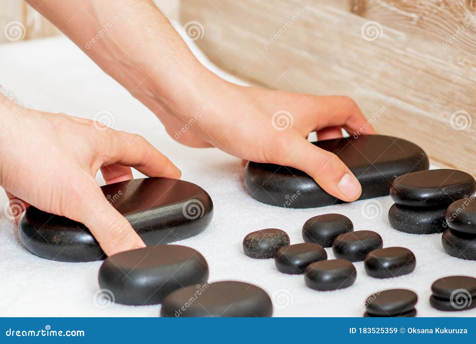 Hands Of Massager Taking Spa Stones Stock Image Image Of Massage