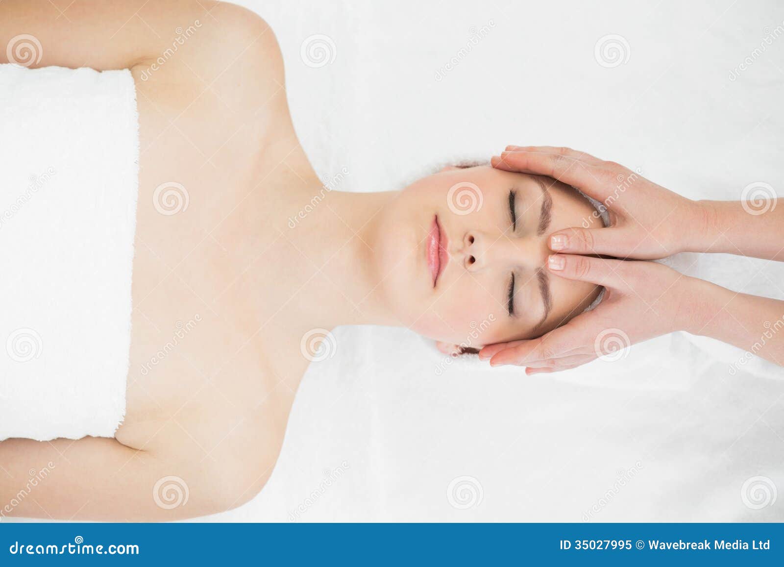 Hands Massaging A Beautiful Woman S Forehead Stock Image Image Of Years Relaxing 35027995