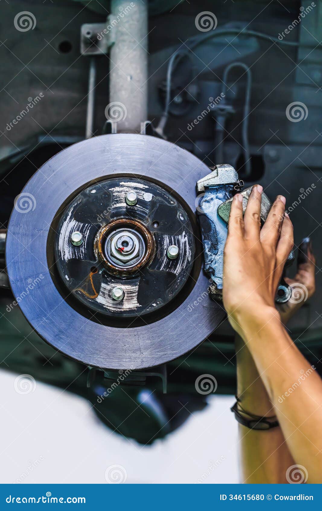 Hands of a Mechanic Install Brake Lining Stock Photo Image of drum