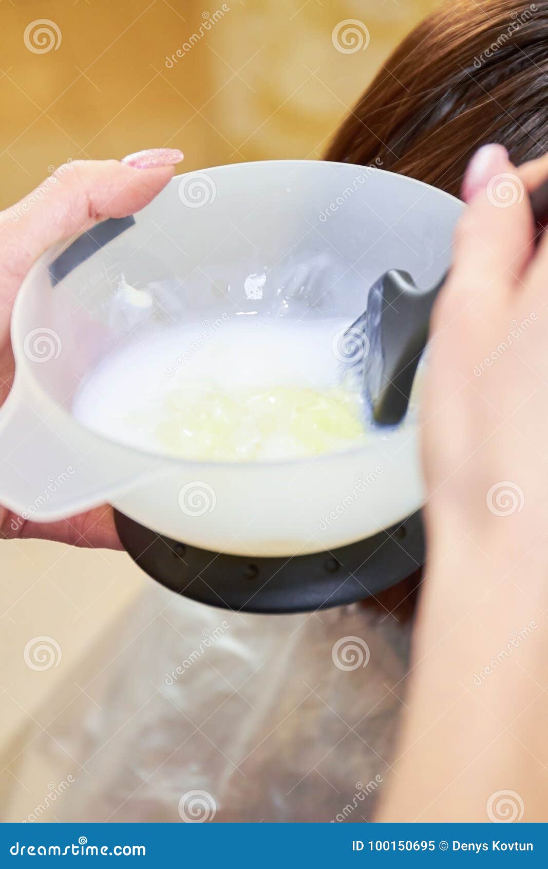 Hands mixing hair dye. stock image. Image of hairdresser 100150695