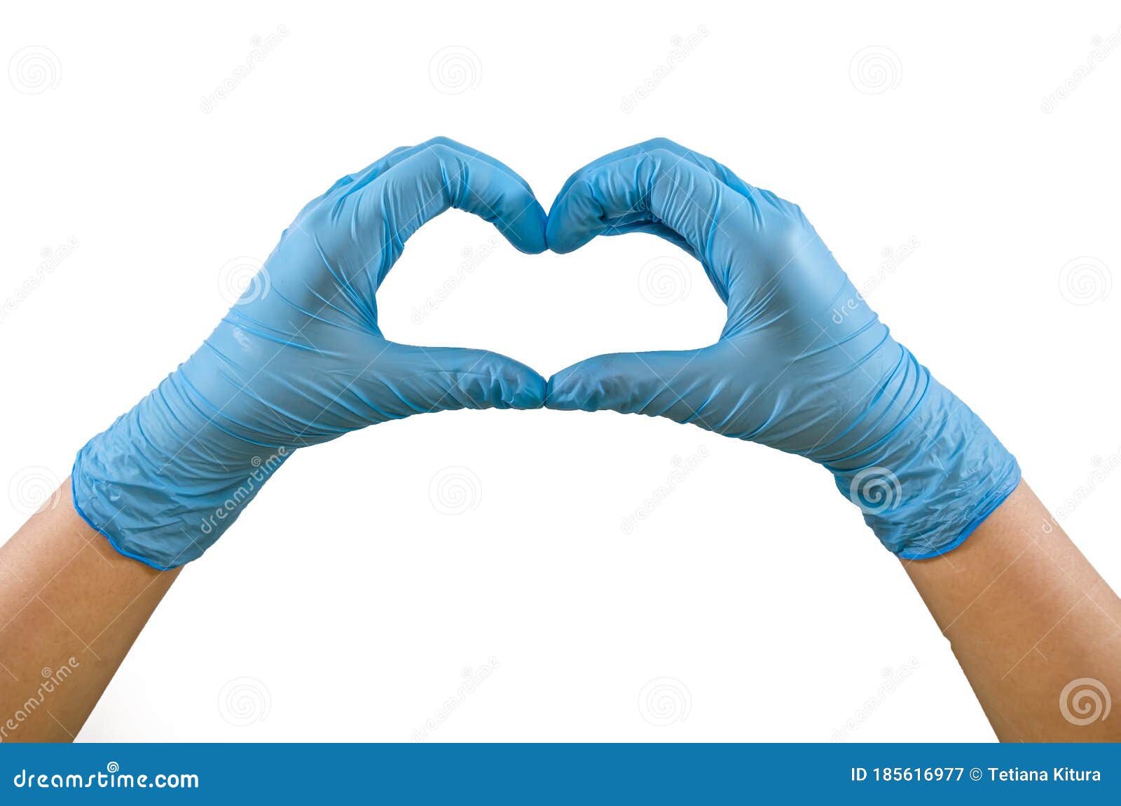 Hands of a Nurse in Blue Latex Gloves. the Heart is Made of Hands Stock ...