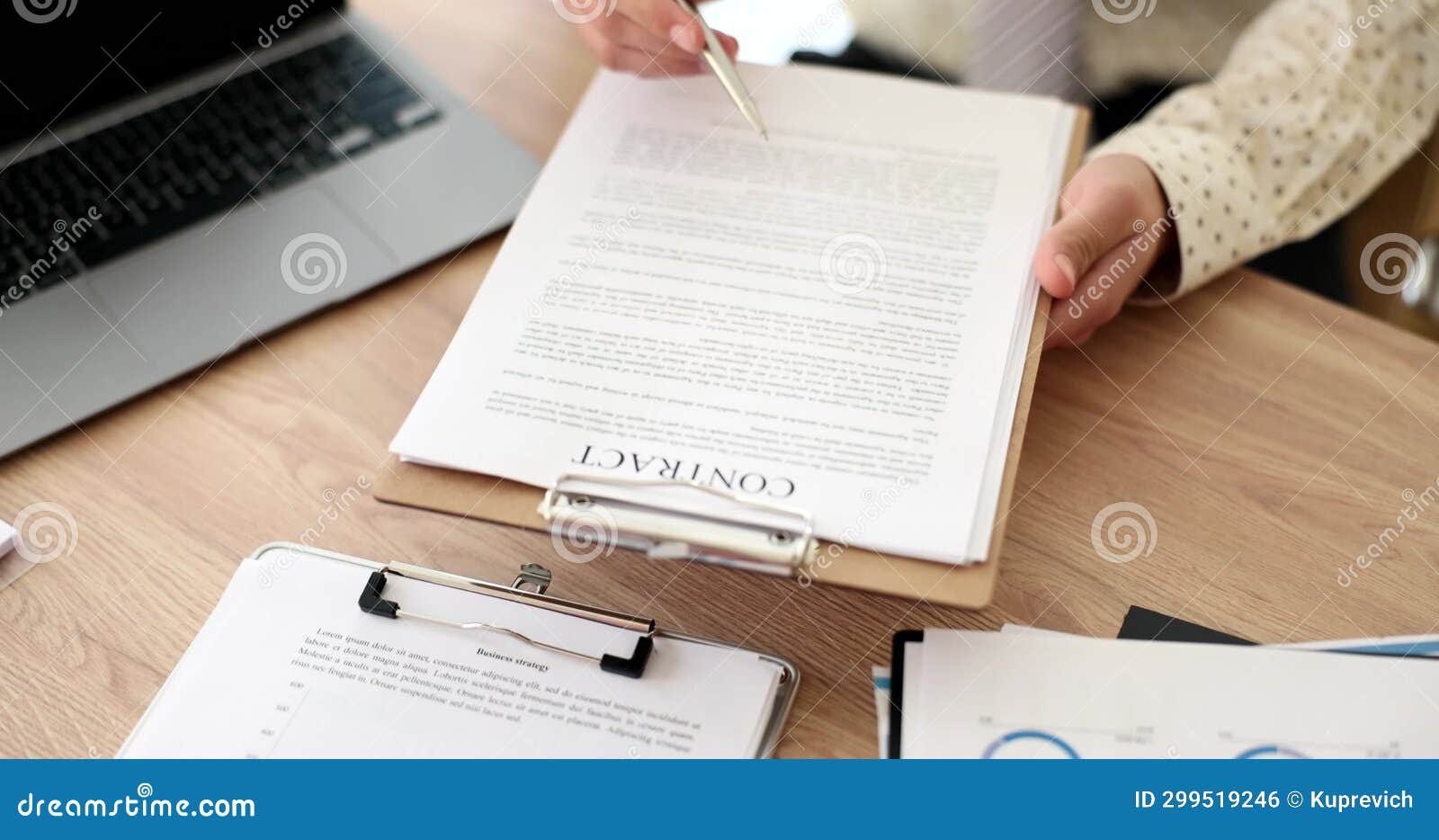Hands in the Office Hold a Contract, Closeup Stock Footage Video of