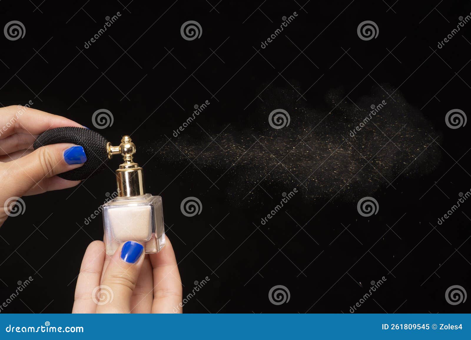 Hands with Perfume Bottle with Sprayer Stock Image - Image of