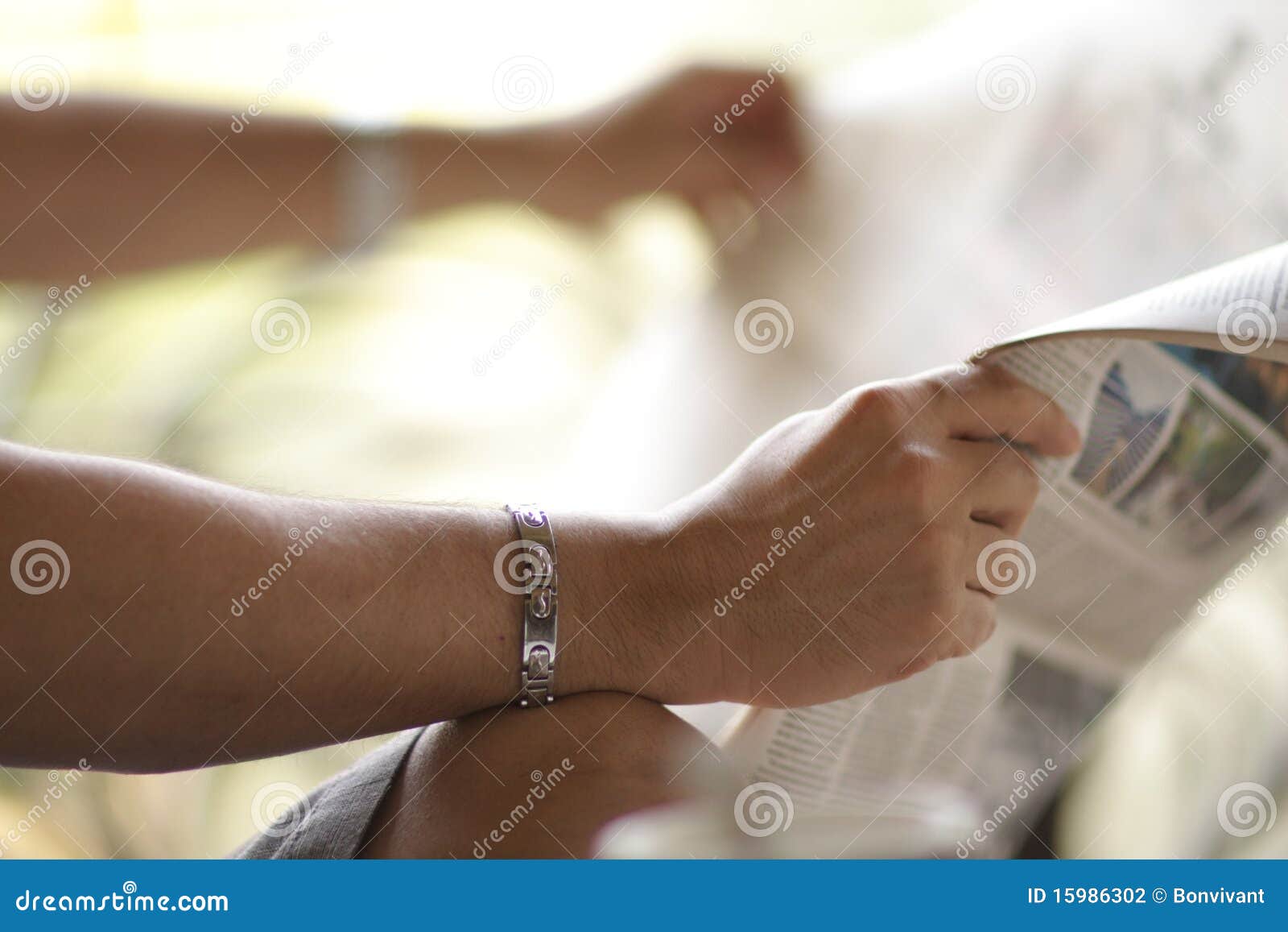 Hands of Person with Newspaper Stock Photo Image of details, reading