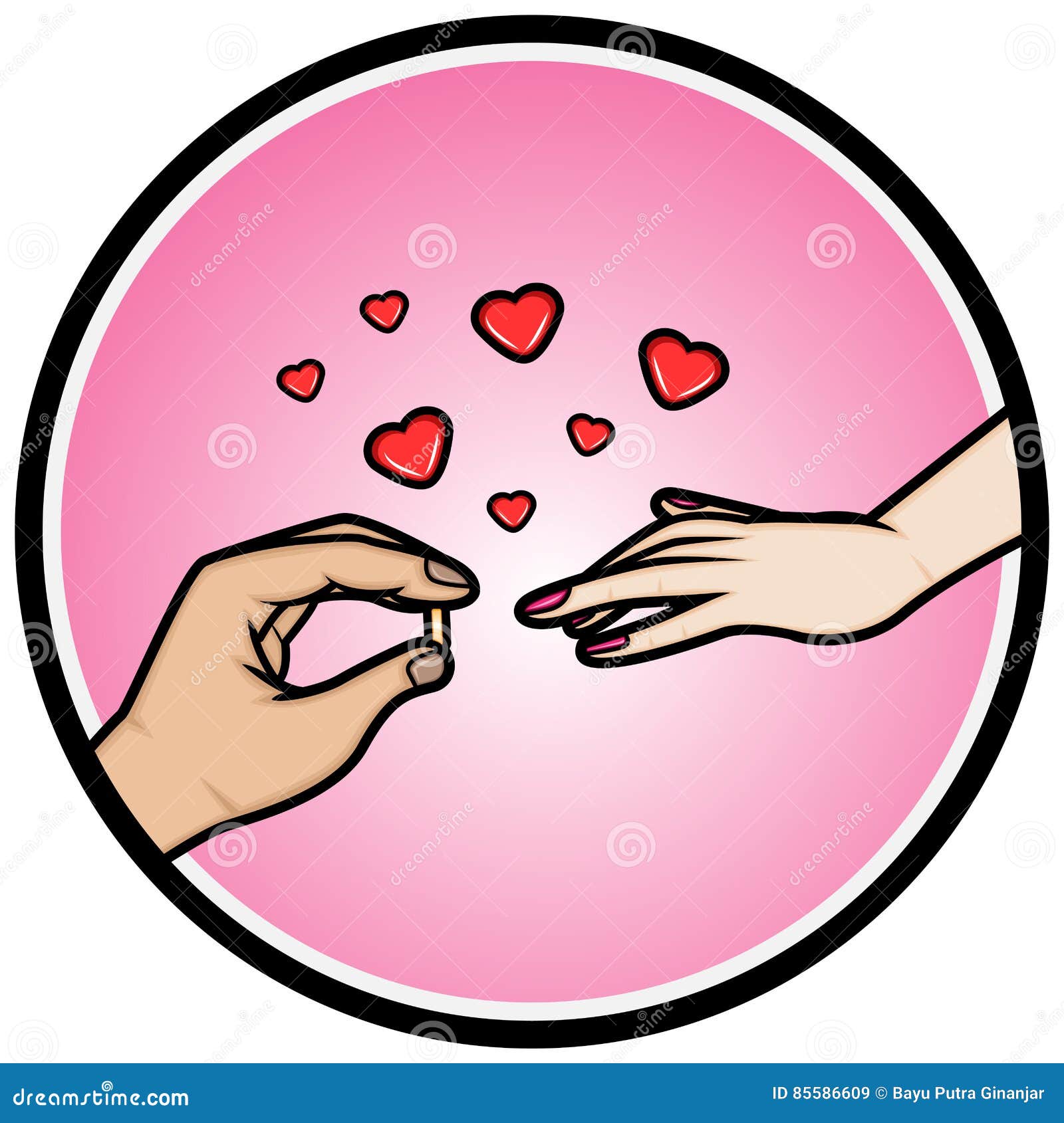 Hands Placing an Wedding Ring on a Finger Stock Vector Illustration