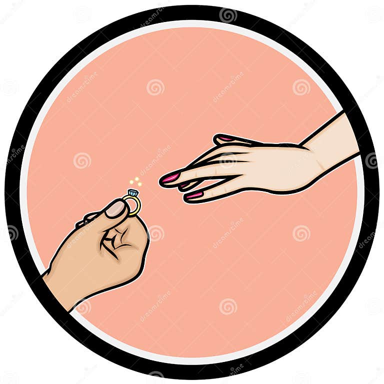 Hands Placing an Wedding Ring on a Finger Stock Vector Illustration