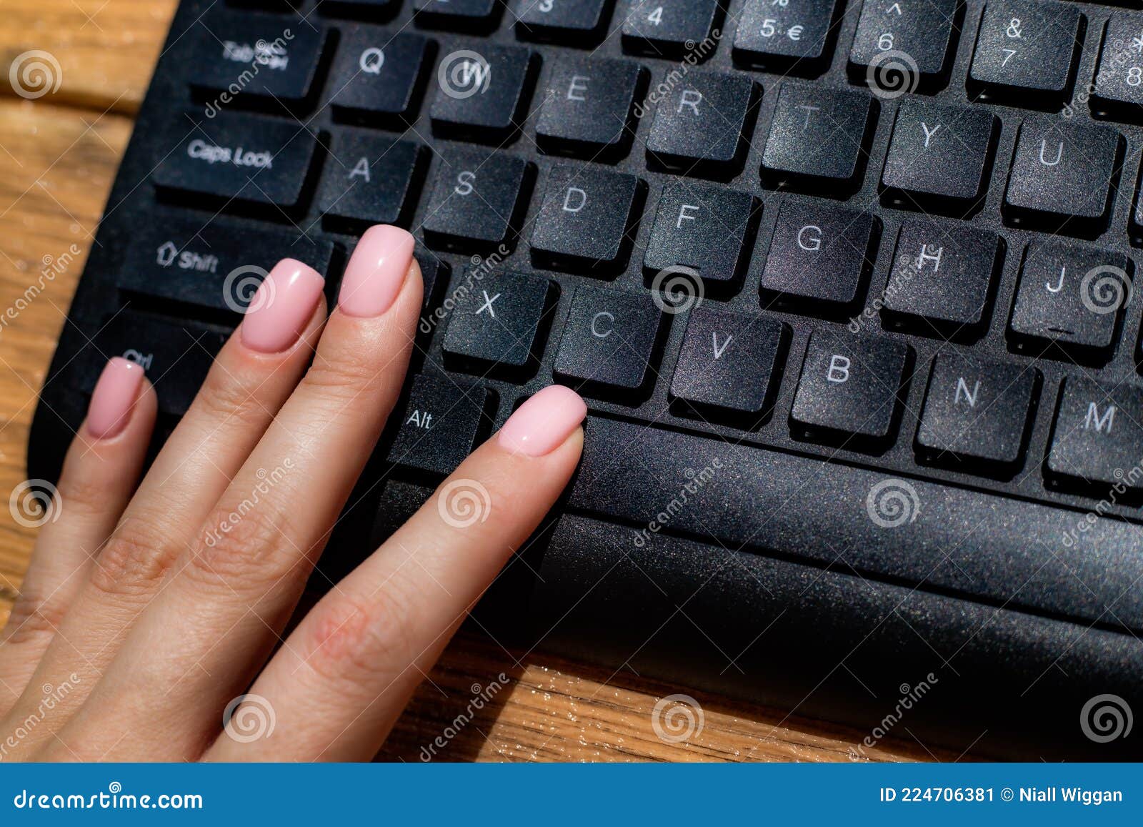 Hands Pointing Pressing Computer Keyboard Keys Typewriting New Ideas. Fingers Tapping Typing