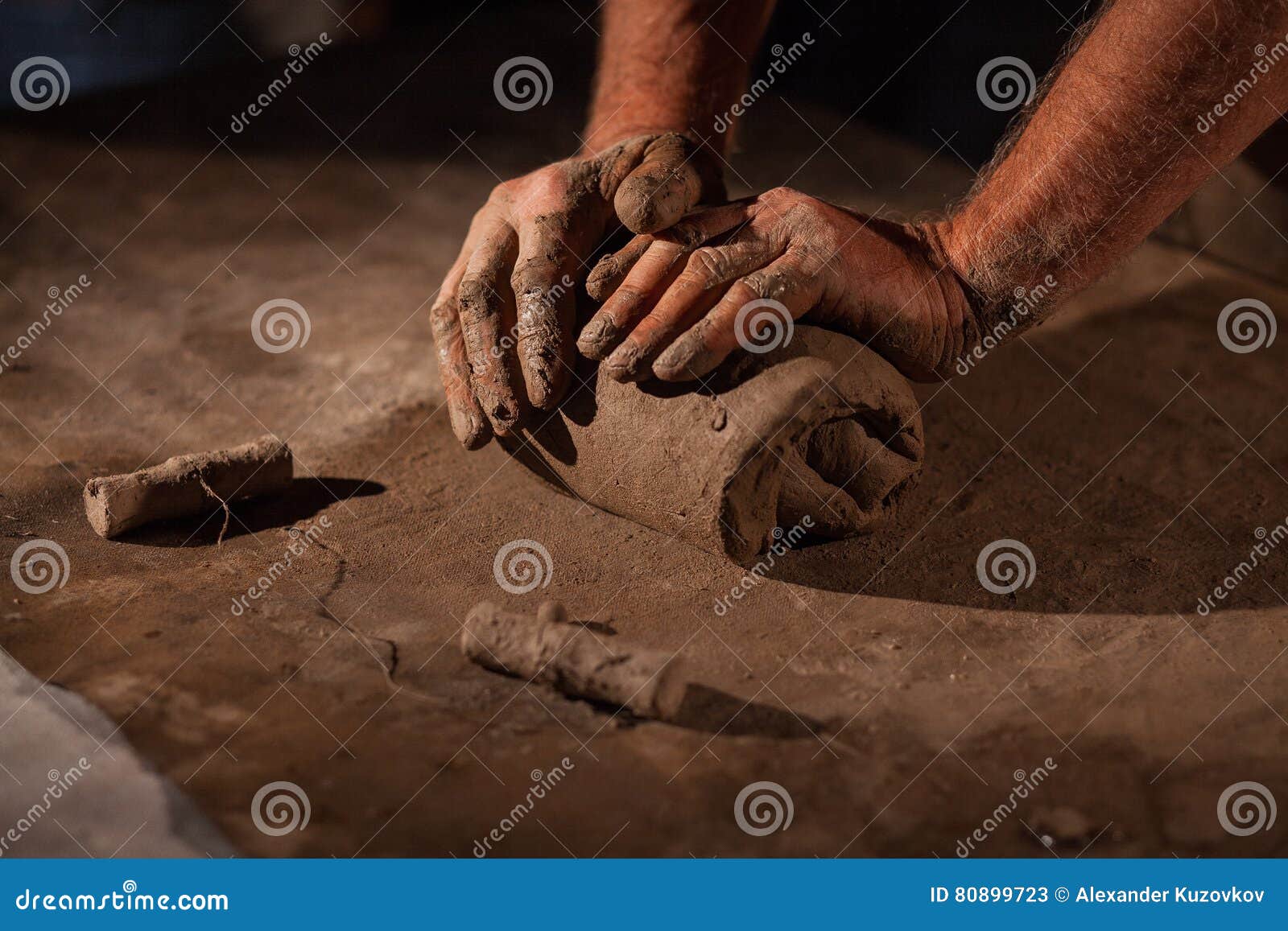 Hands of the Potter Knead Clay. Stock Image Image of ceramics, method