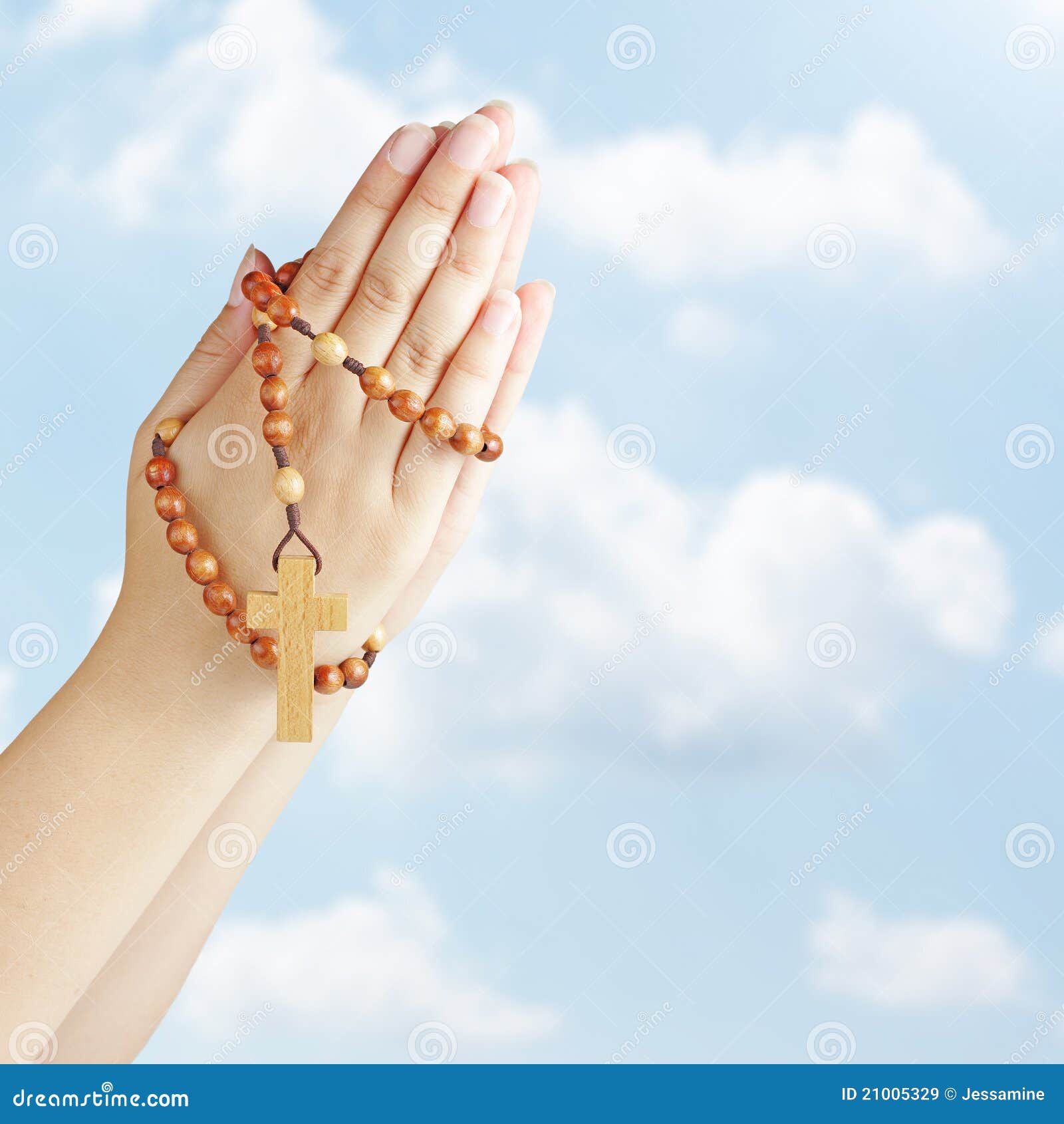 Hands In Prayer With A Rosary Royalty Free Stock Images - Image: 21005329