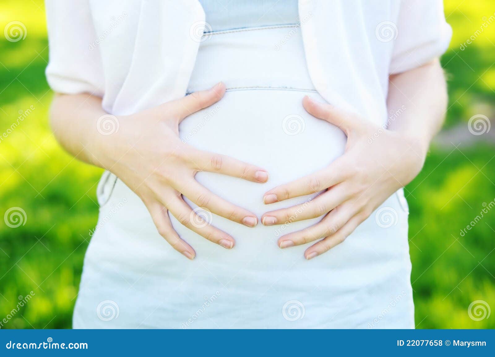 Hands On Pregnant Belly Stock Photo Image Of Affectionate 22077658