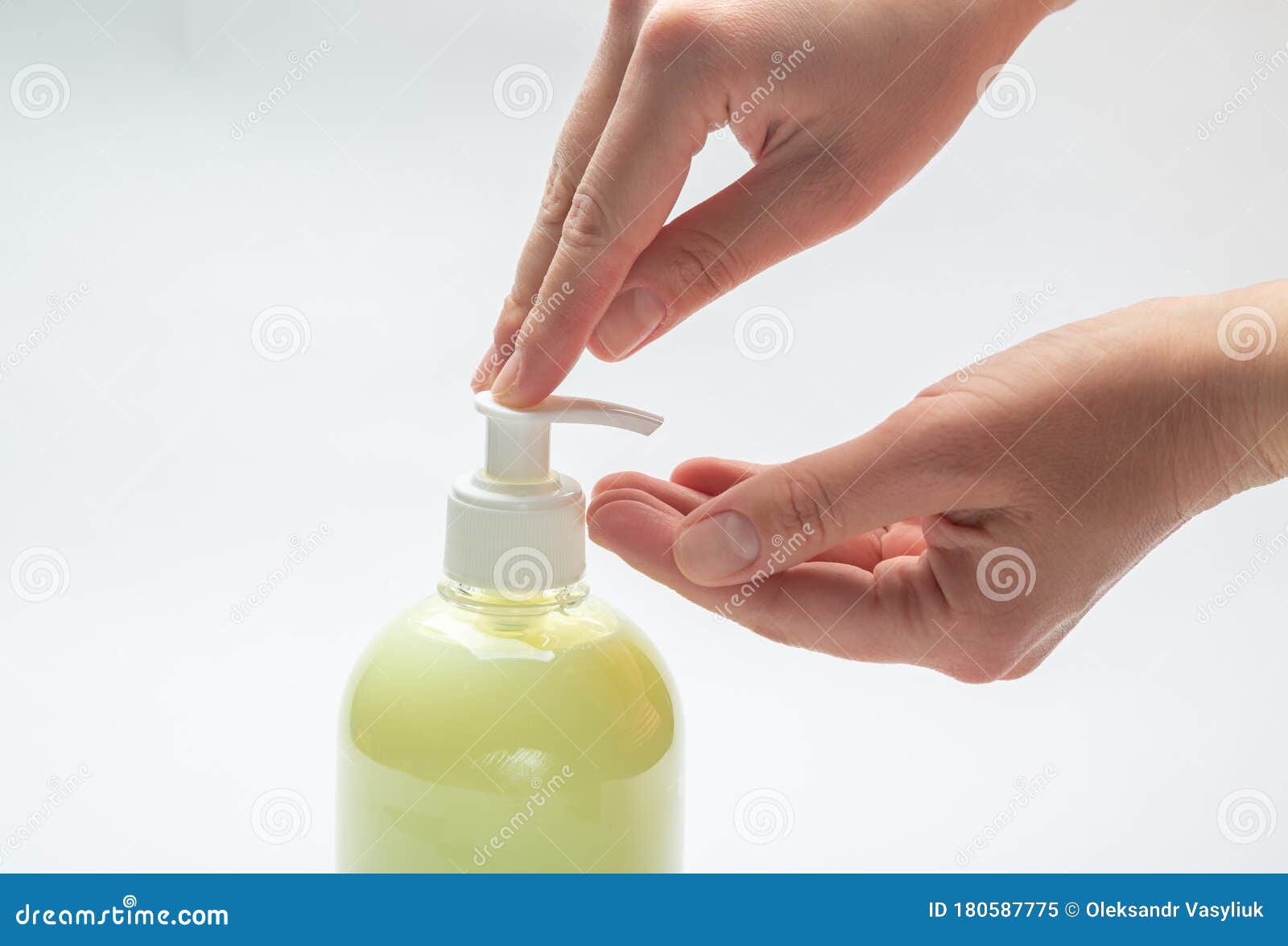 Download Hands Press Dispenser And Squeeze Yellow Liquid Soap From A Bottle On A White Background Horizontal Orientation Stock Image Image Of Closeup Dispenser 180587775 Yellowimages Mockups