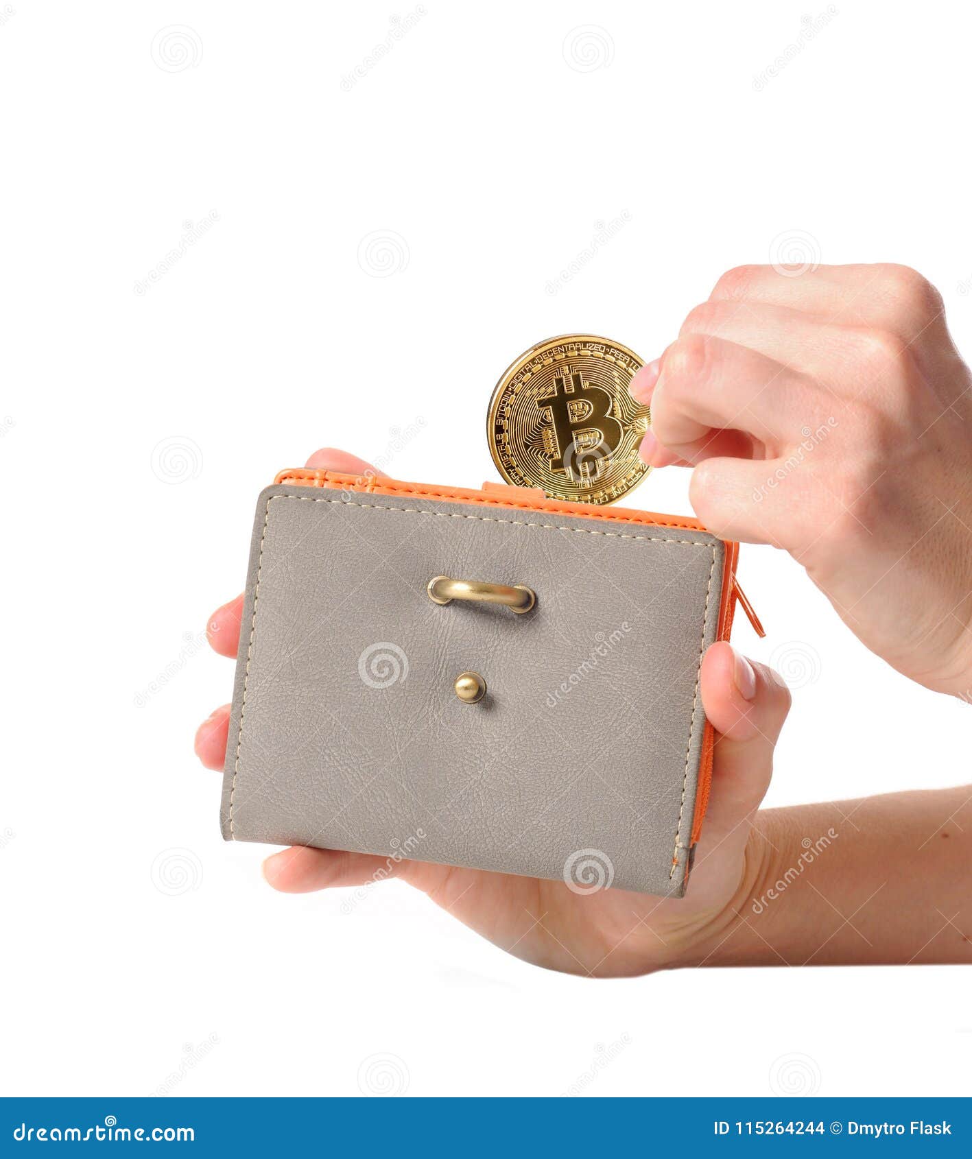 Hands is Putting Bitcoin in Wallet . Cryptocurrency, Electronic Virtual  Money Stock Photo - Image of banking, golden: 115264244