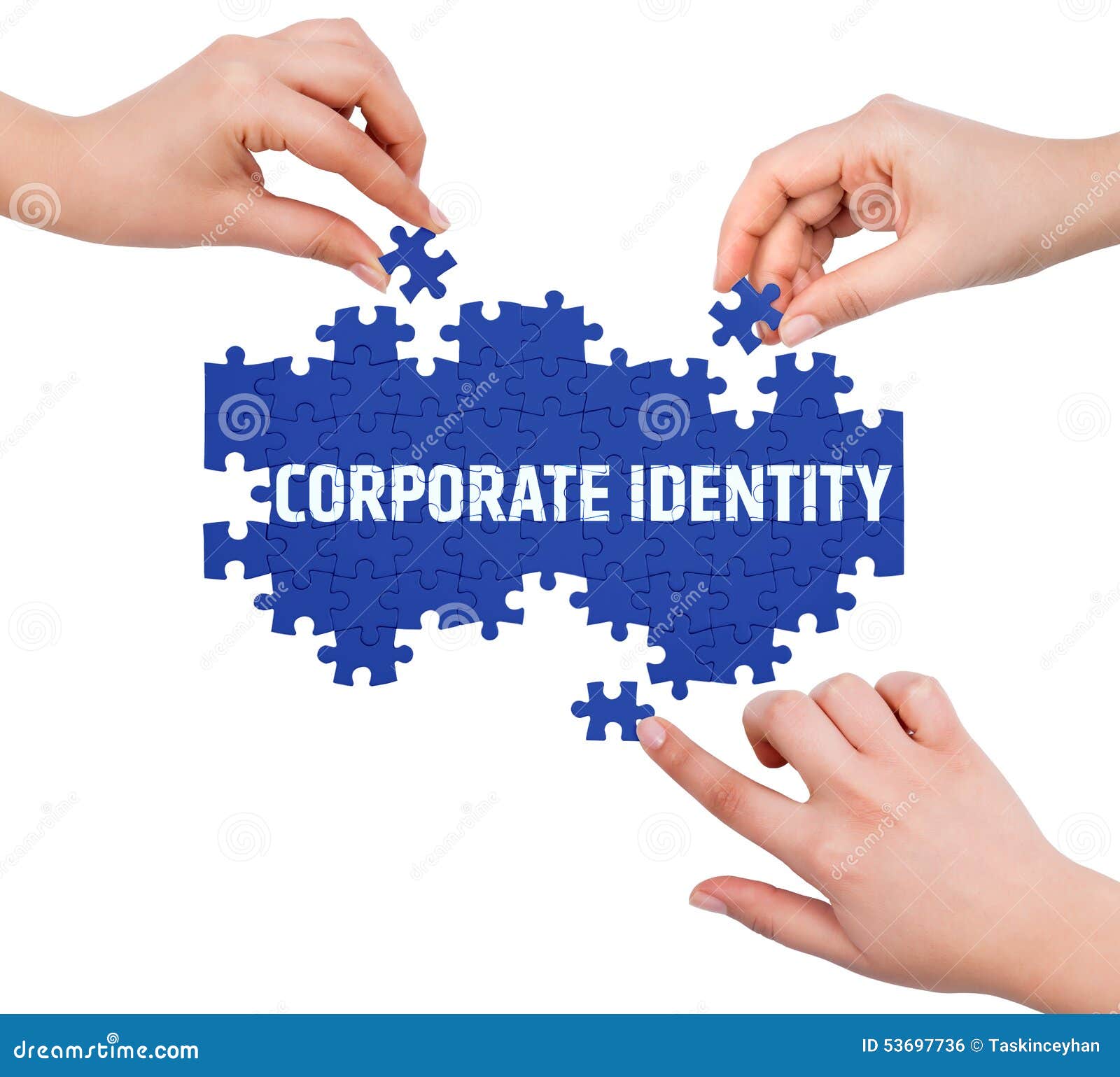 Hands with Puzzle Making CORPORATE IDENTITY Word Stock Photo Image of
