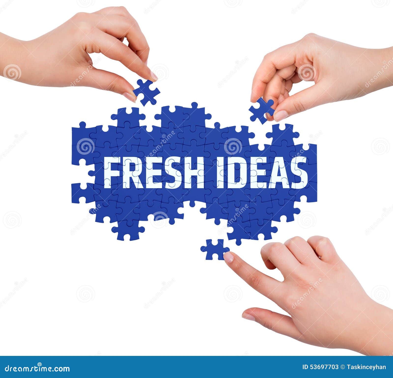 Hands with Puzzle Making FRESH IDEAS Word Stock Image Image of hold