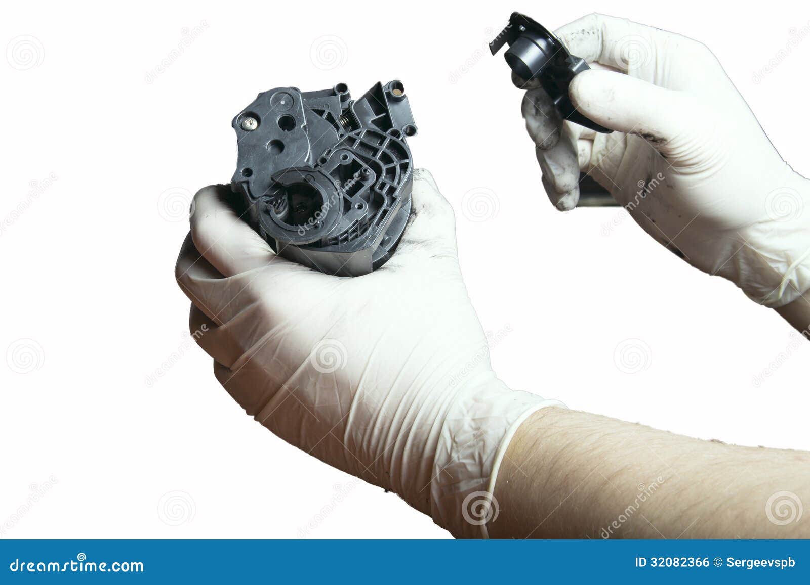 Hands Repairing Laser Toner Cartridge Stock Photo Image Of Holding Cyan 3366