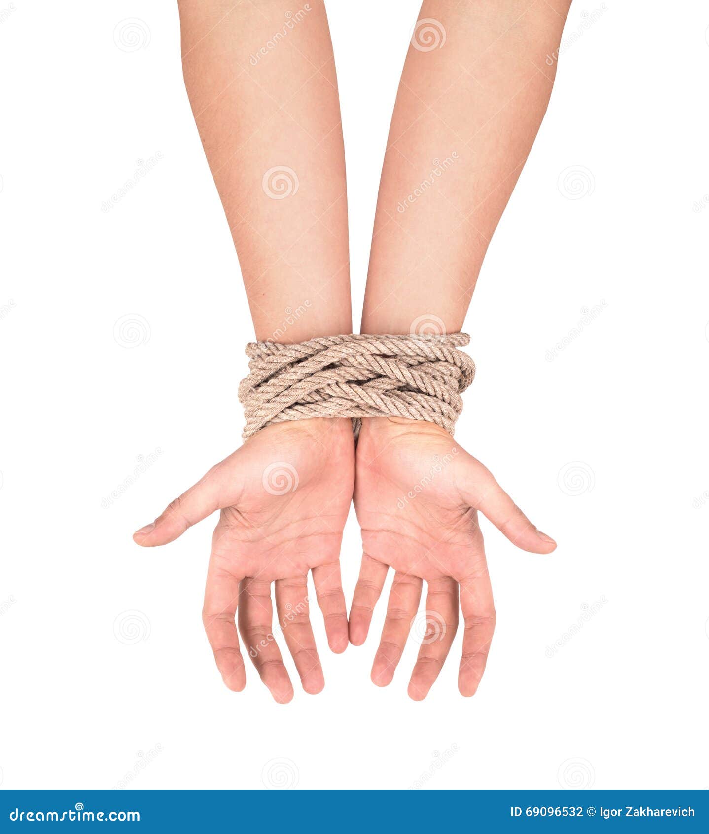 Hands with a Rope Wrapped Around Them Stock Photo Image of background