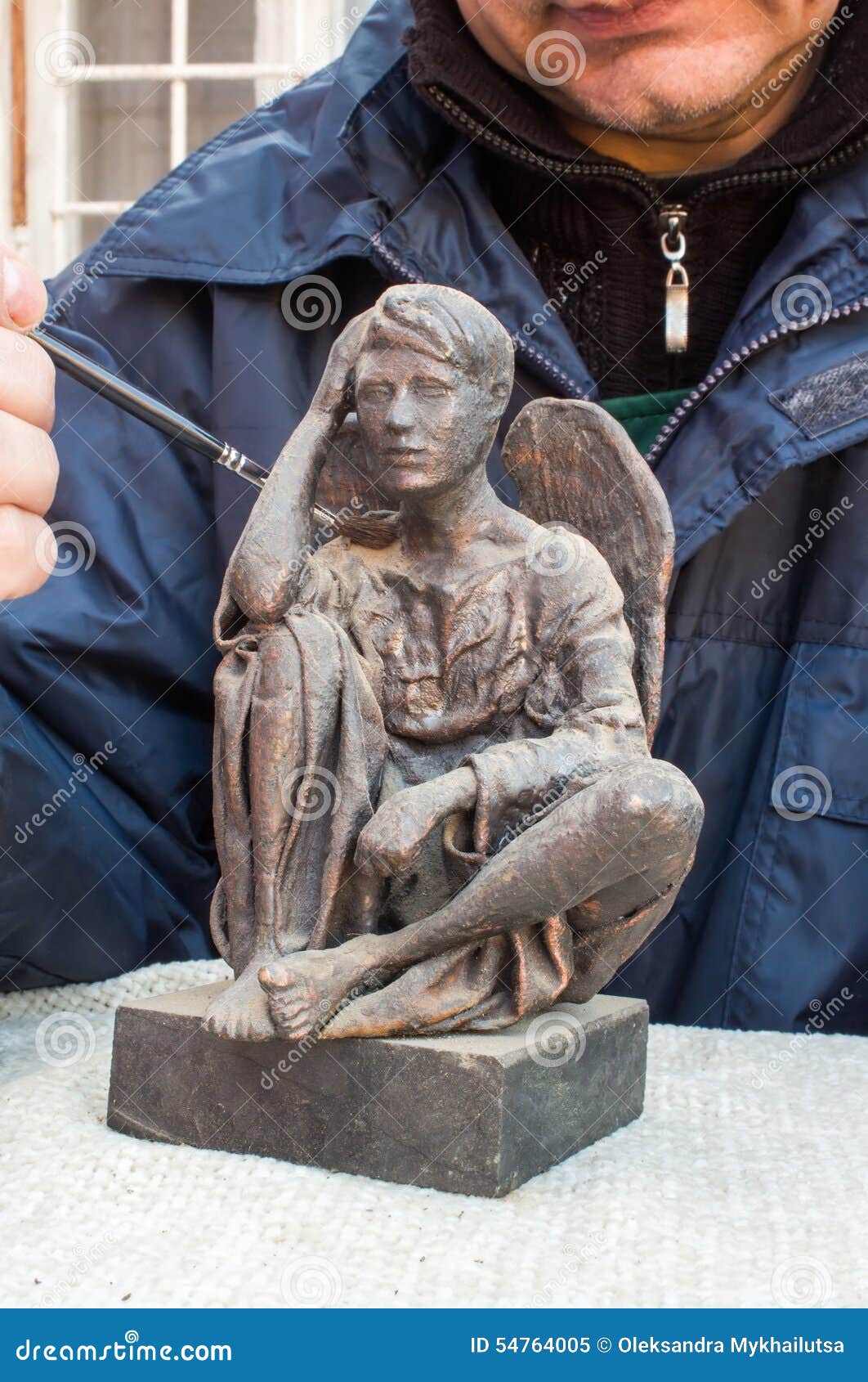 Hands of Sculptor Clean Bronze Sculpture with Brush Stock Image Image
