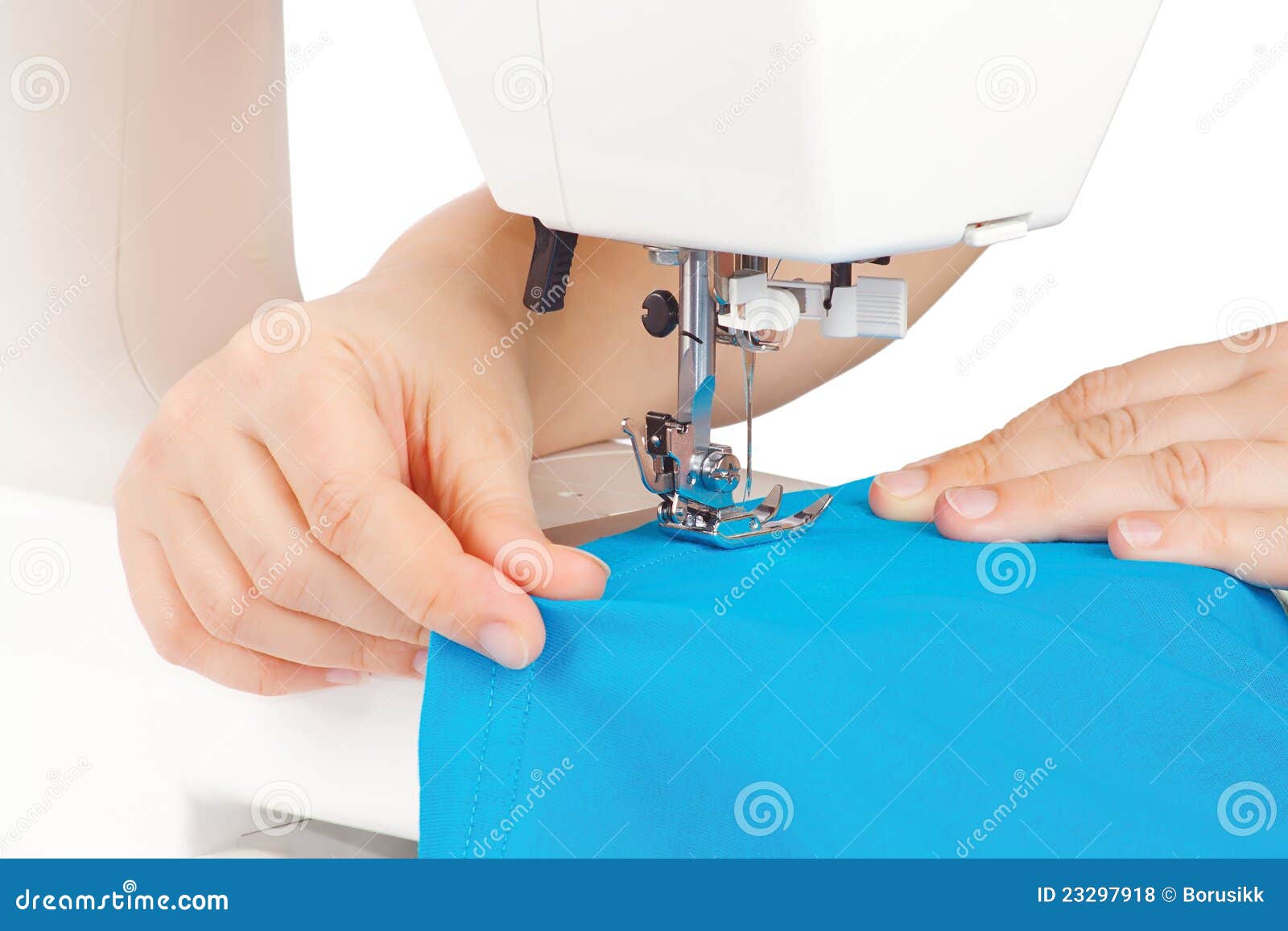 Hands of a Seamstress at the Sewing Machine Stock Photo Image of