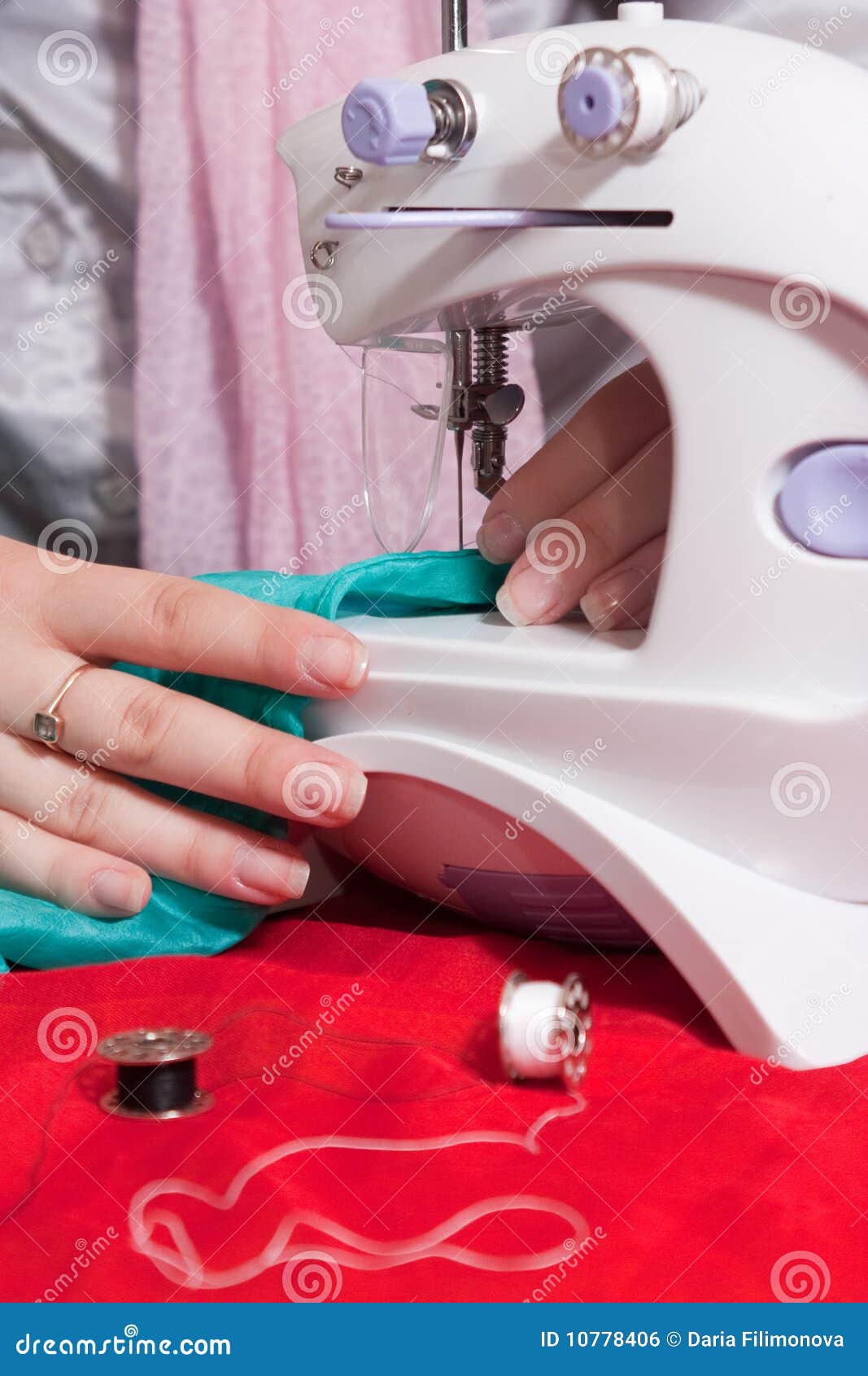 Hands of sewing girl stock photo. Image of hand, clothing 10778406