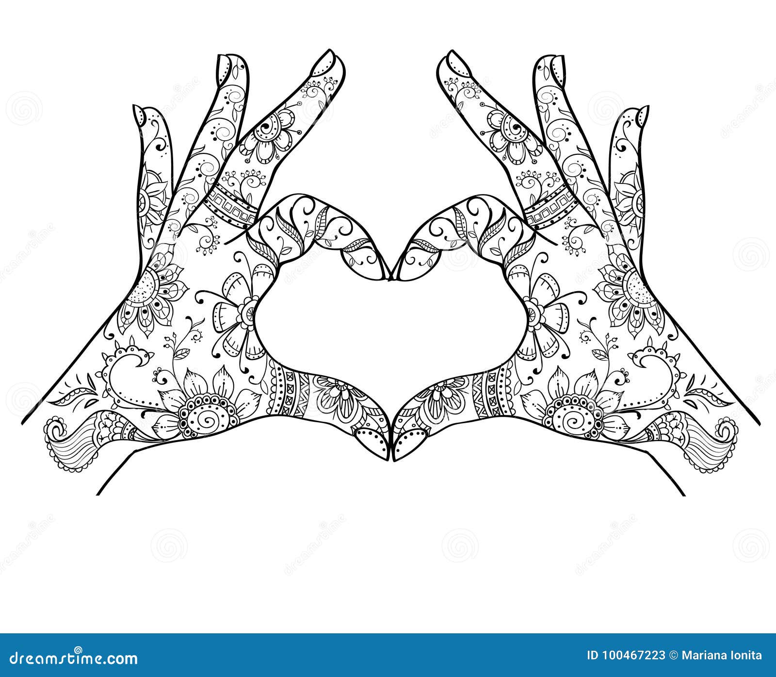 Download Hands Showing Love Zentangle Stock Vector - Illustration ...