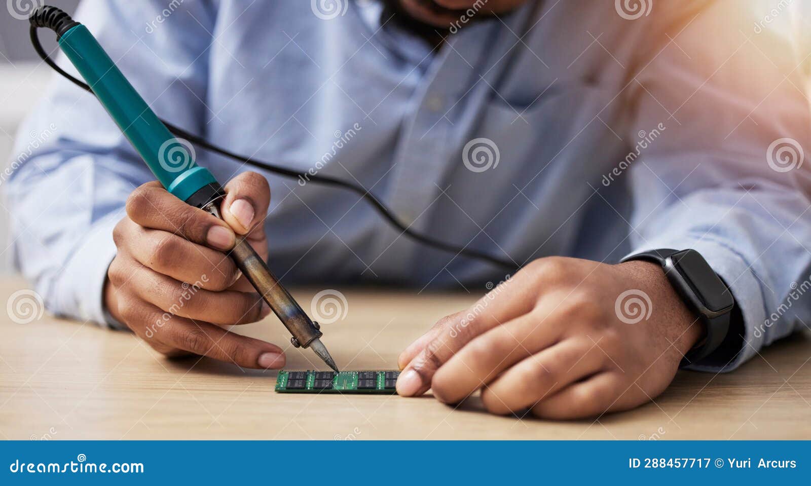 Hands, Soldering and Circuit Board, Computer Hardware Fix with