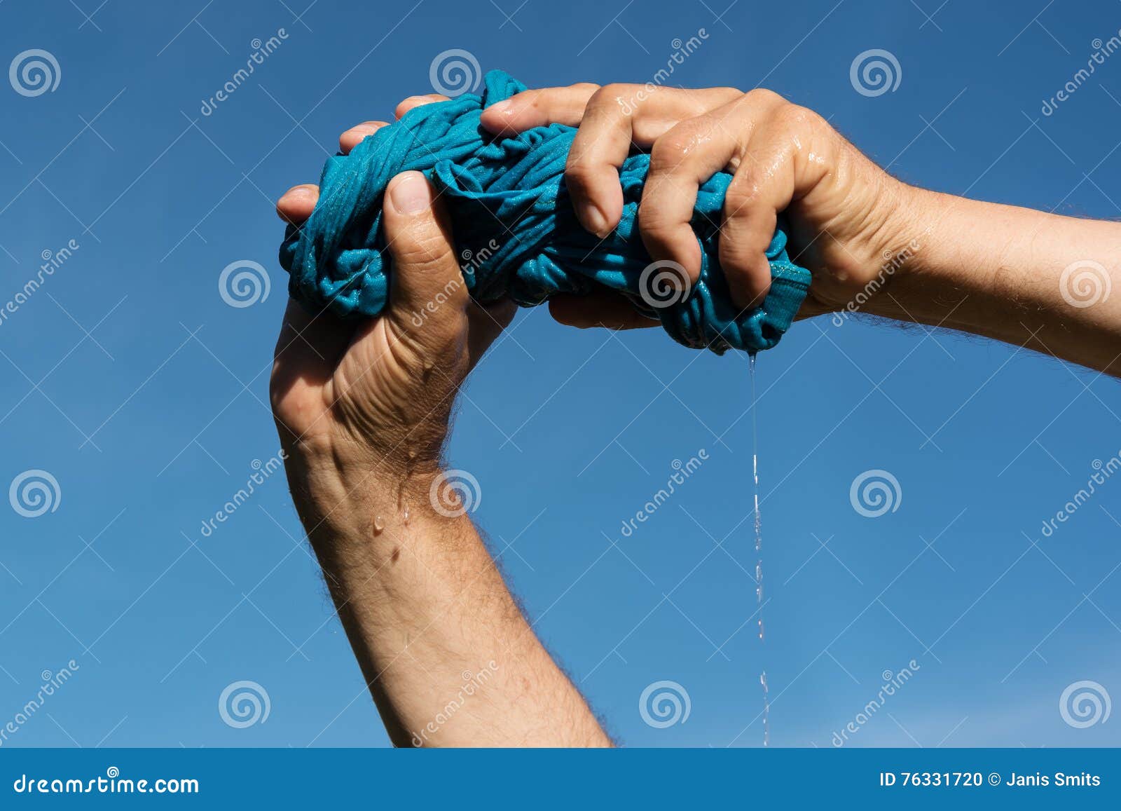 Hands squeeze cloth. stock photo. Image of object, summer 76331720