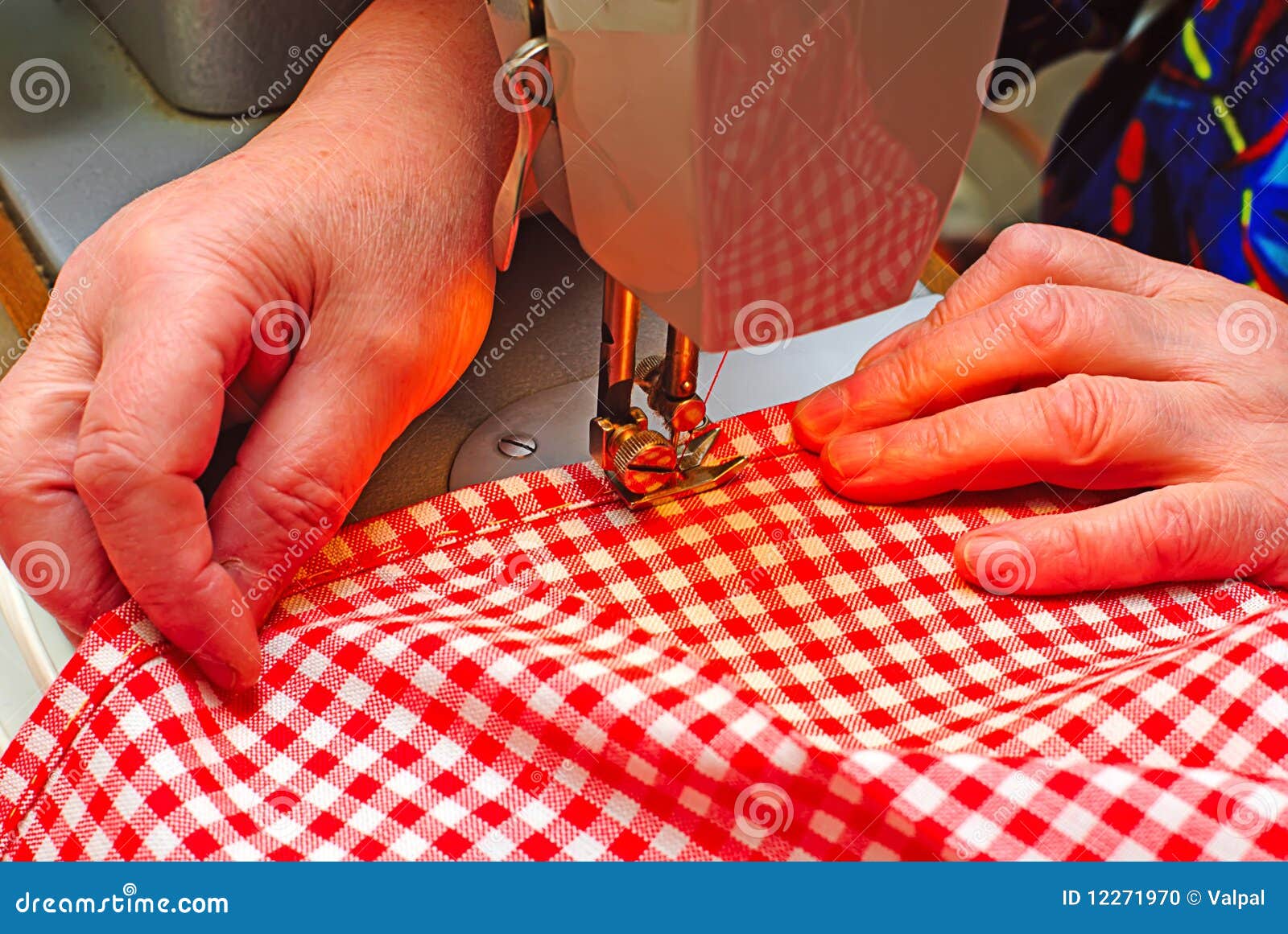 Hands Stitching Denim Cloth Stock Photo Image of needle, equipment