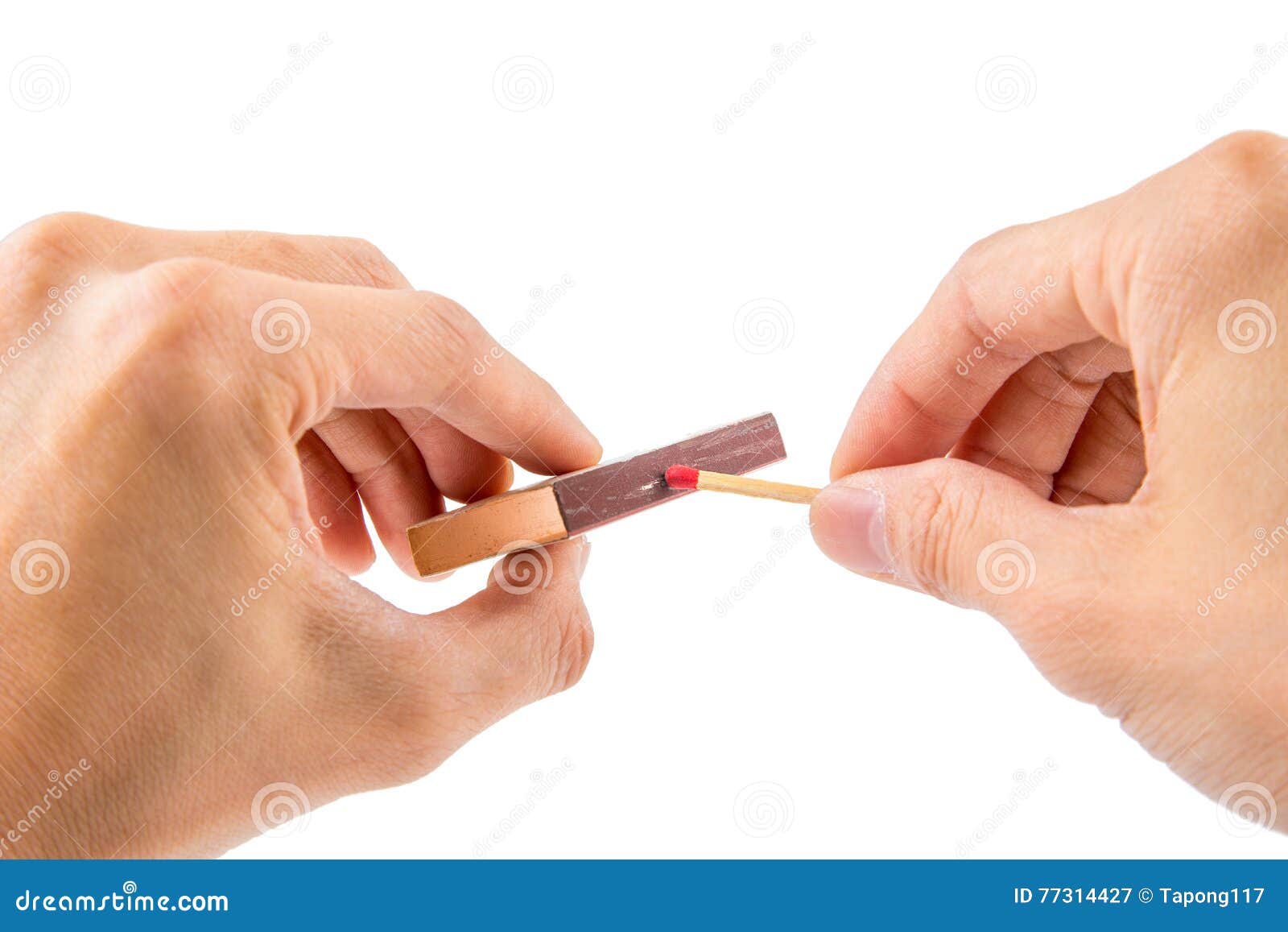 Hands striking a match stock image. Image of holding 77314427